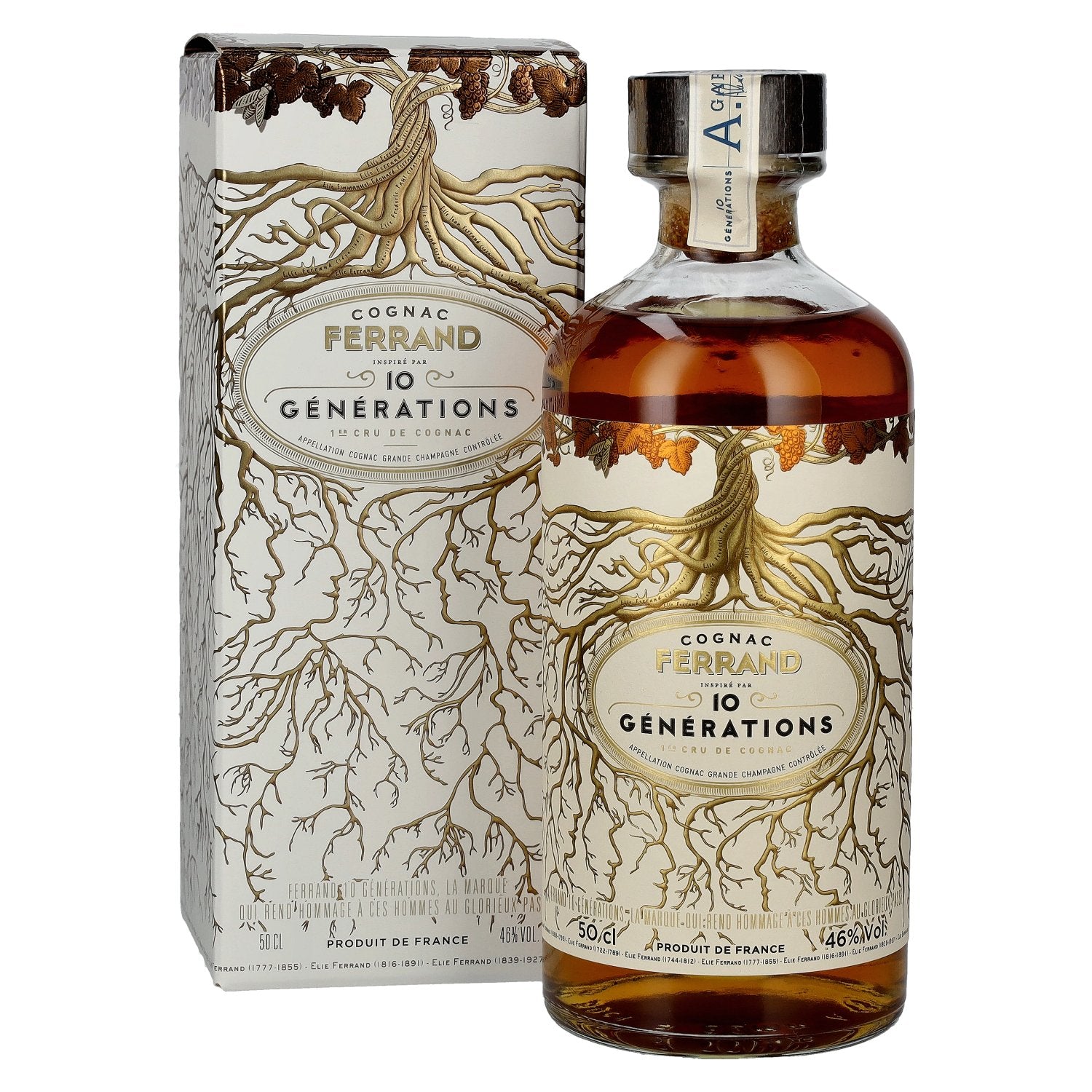 Cognac Ferrand 10 GÉNÉRATIONS 1er Cru de Cognac Grande Champagne 46% Vol. 0,5l in Geschenkbox