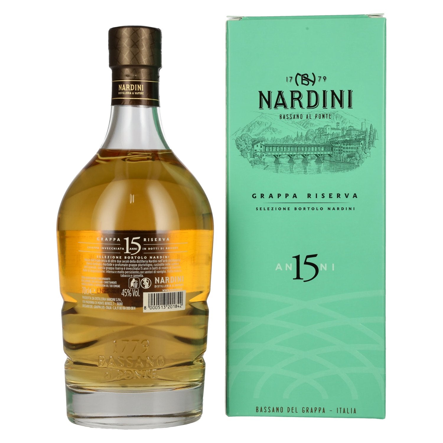 Nardini Grappa Riserva 15 ANNI 45% Vol. 0,7l in geschenkverpakking