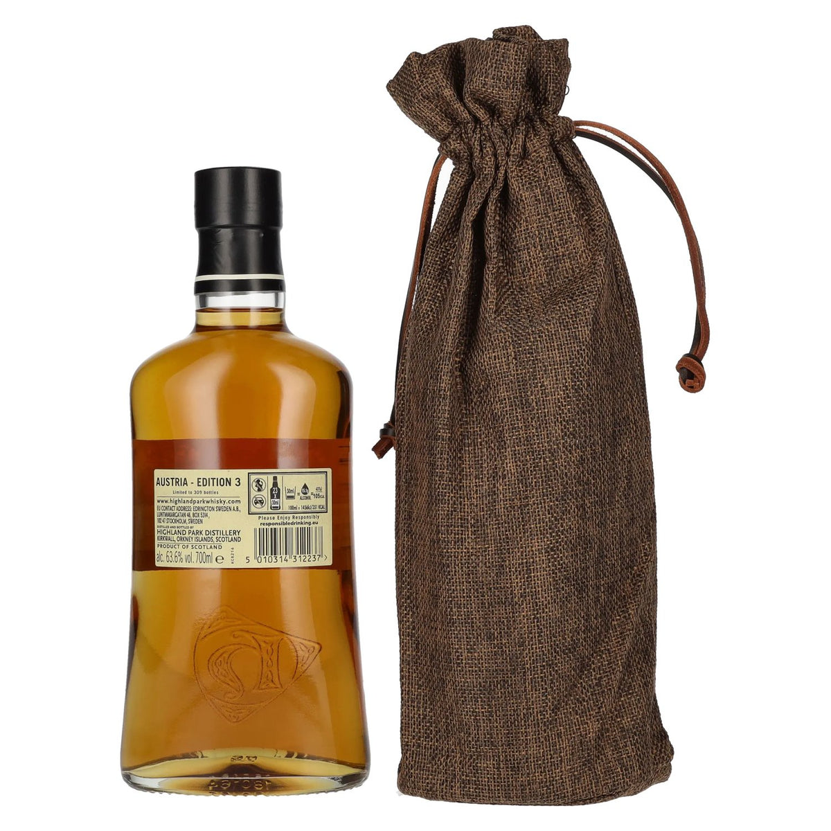 Highland Park 11 ans d'âge AUTRICHE - ÉDITION 3 2009 63,6 % vol. 0,7 l dans un sac en toile