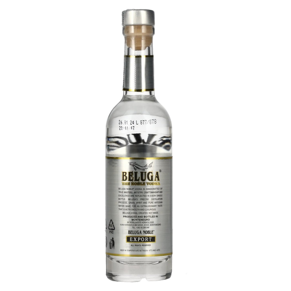 Beluga Noble Vodka EXPORT Montenegro 40 % vol. 0,05 l
