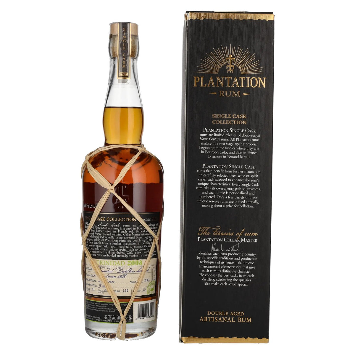 Plantation Rum Trinidad 2008 Édition « Chardonnay Maturation » 2021, 49,6 % vol., 0,7 l, dans un coffret cadeau