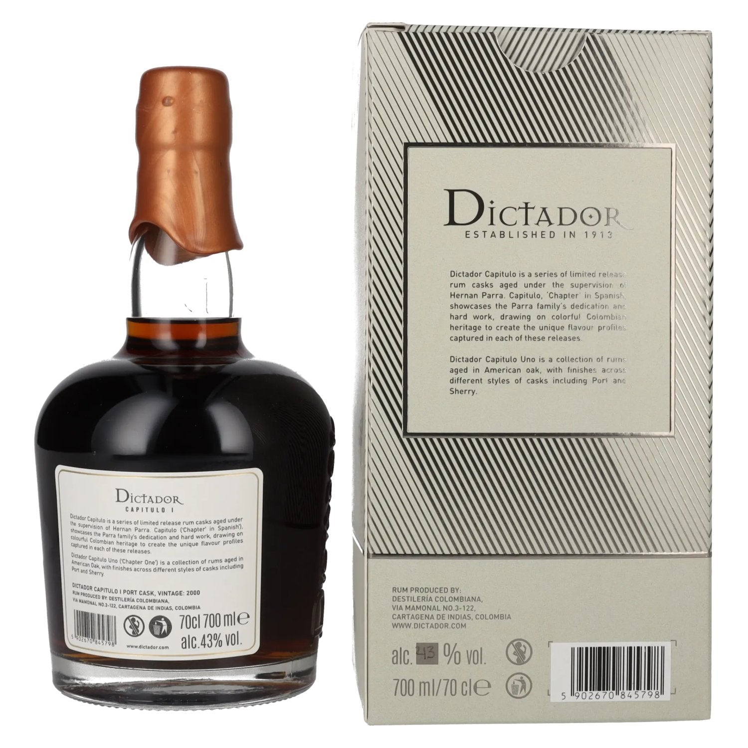 Dictador CAPITULO I 20 Years Old Port Cask Colombian Aged Rum 2000 43% Vol. 0,7l in gift box