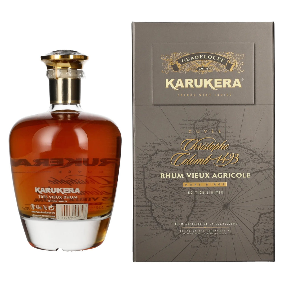 Karukera Cuvée Christophe Colomb 1493 Tres Vieux Rhum Hors d’Age 45% vol. 0.7 l in a gift box