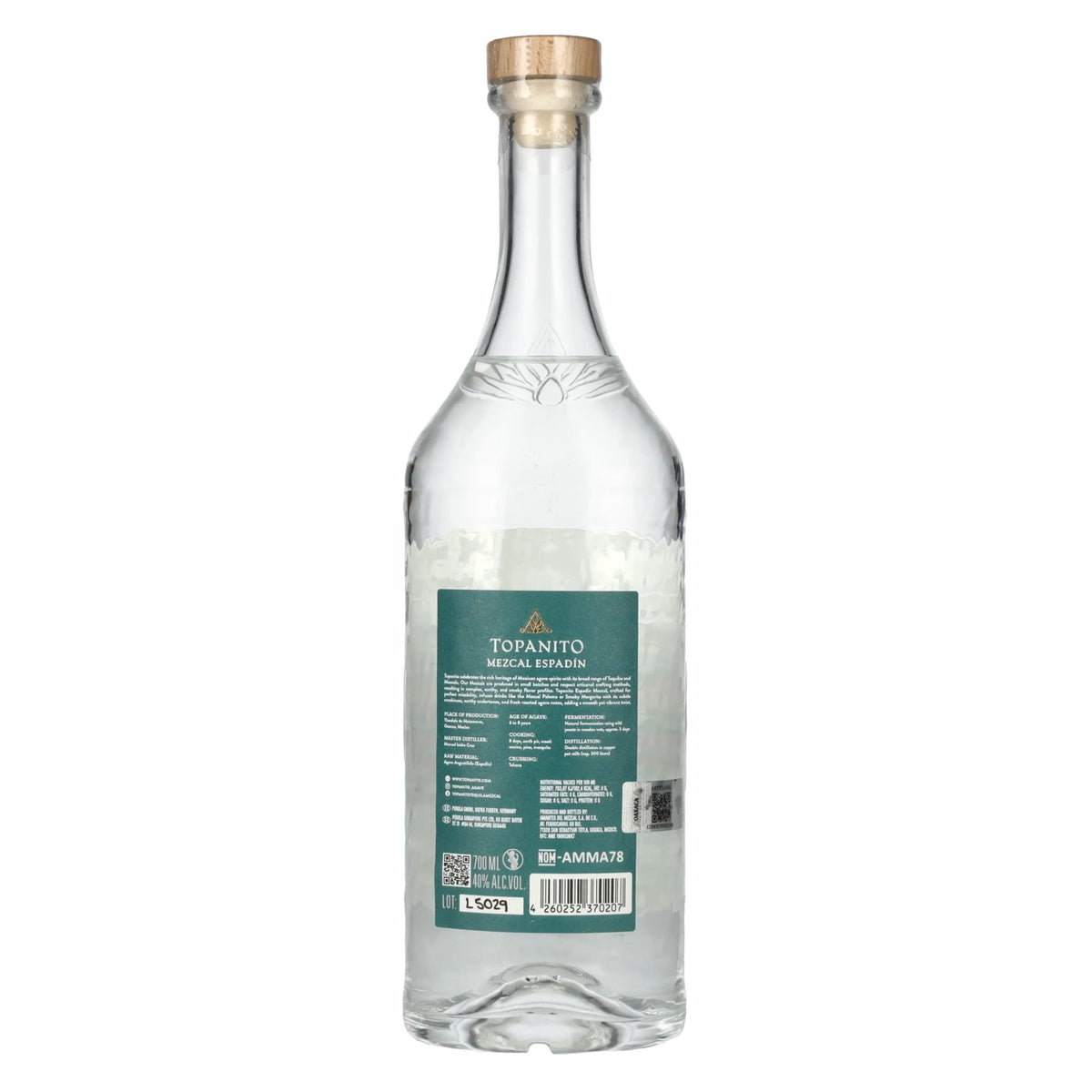 Topanito Mezcal Artisanal Blanco 100 % Mague Espadín 40 % vol. 0,7 l