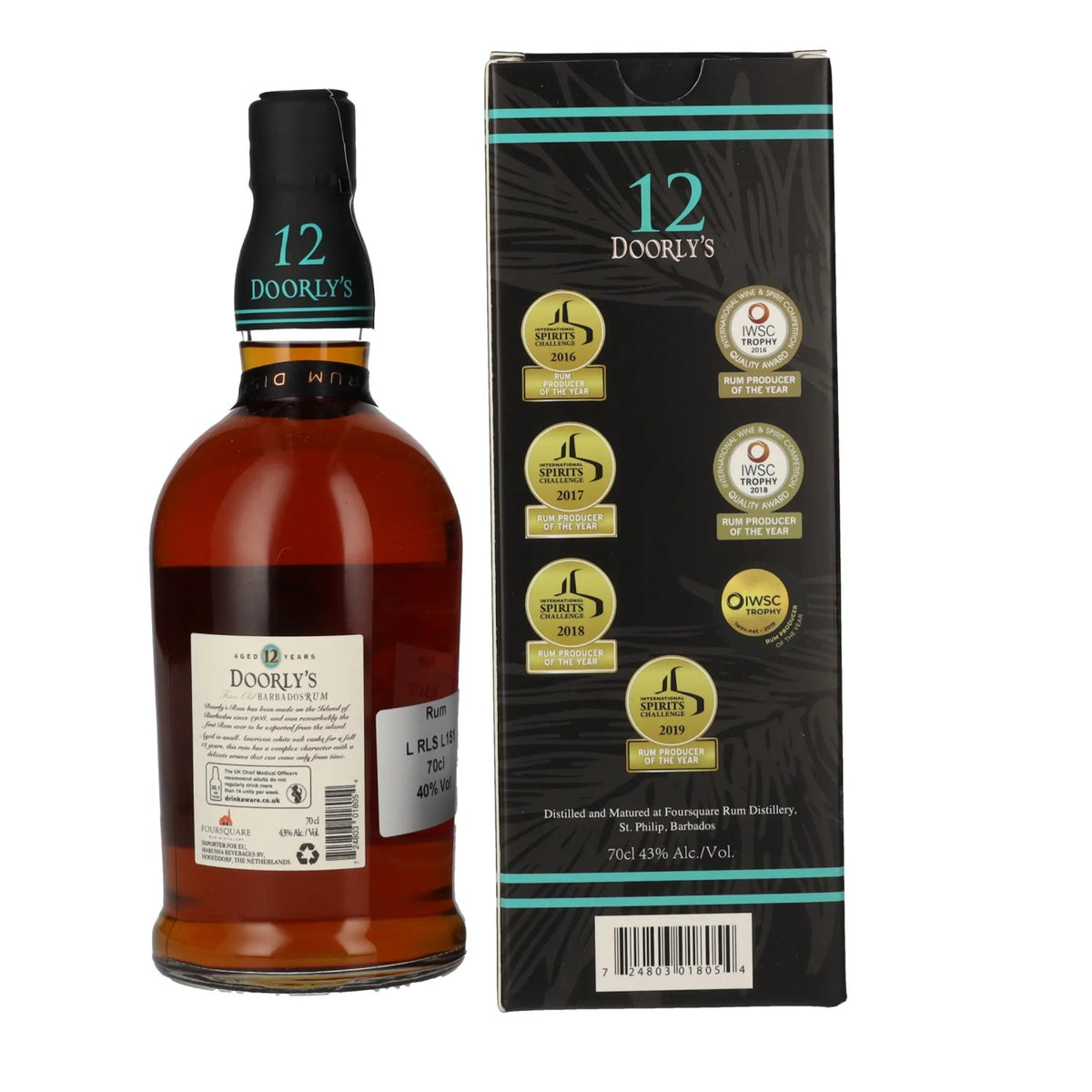 Doorly's 12 Years Old Fine Old Barbados Rum 43% Vol. 0,7l in Geschenkbox
