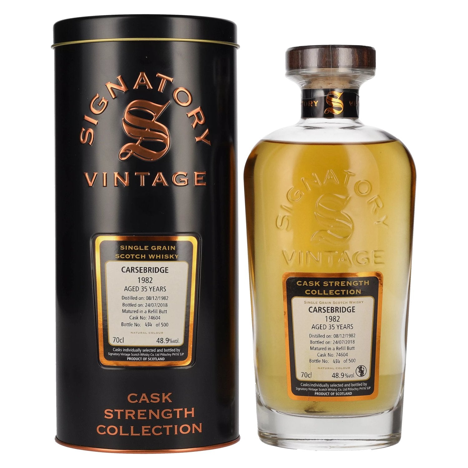 Signatory Vintage CARSEBRIDGE 35 Years Old Cask Strength 1982 48,9% Vol. 0,7l en Tinbox