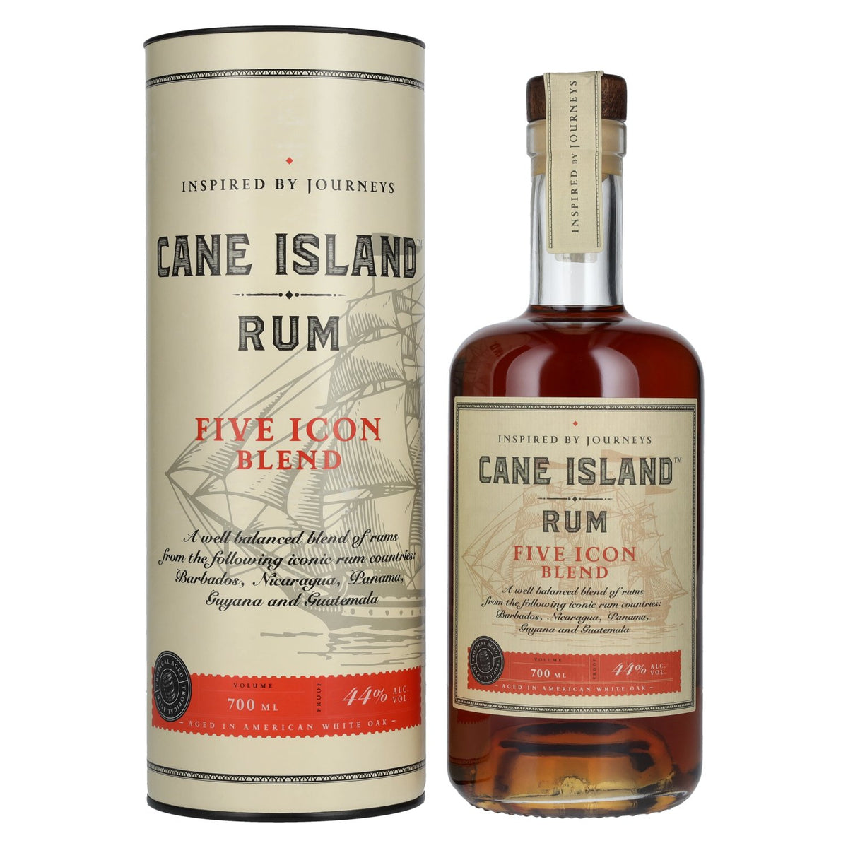 Cane Island FIVE ICON BLEND Island Rum 44% vol. 0,7l en boîte cadeau