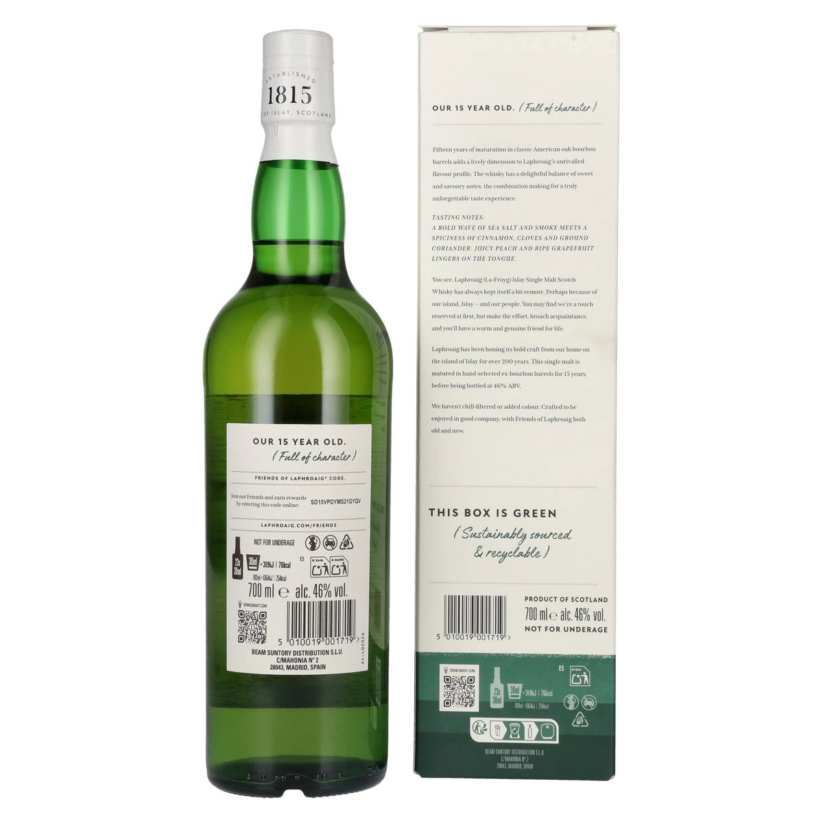 Laphroaig 15 Years Old Islay Single Malt Scotch Whisky 46% vol. 0,7 l in geschenkverpakking