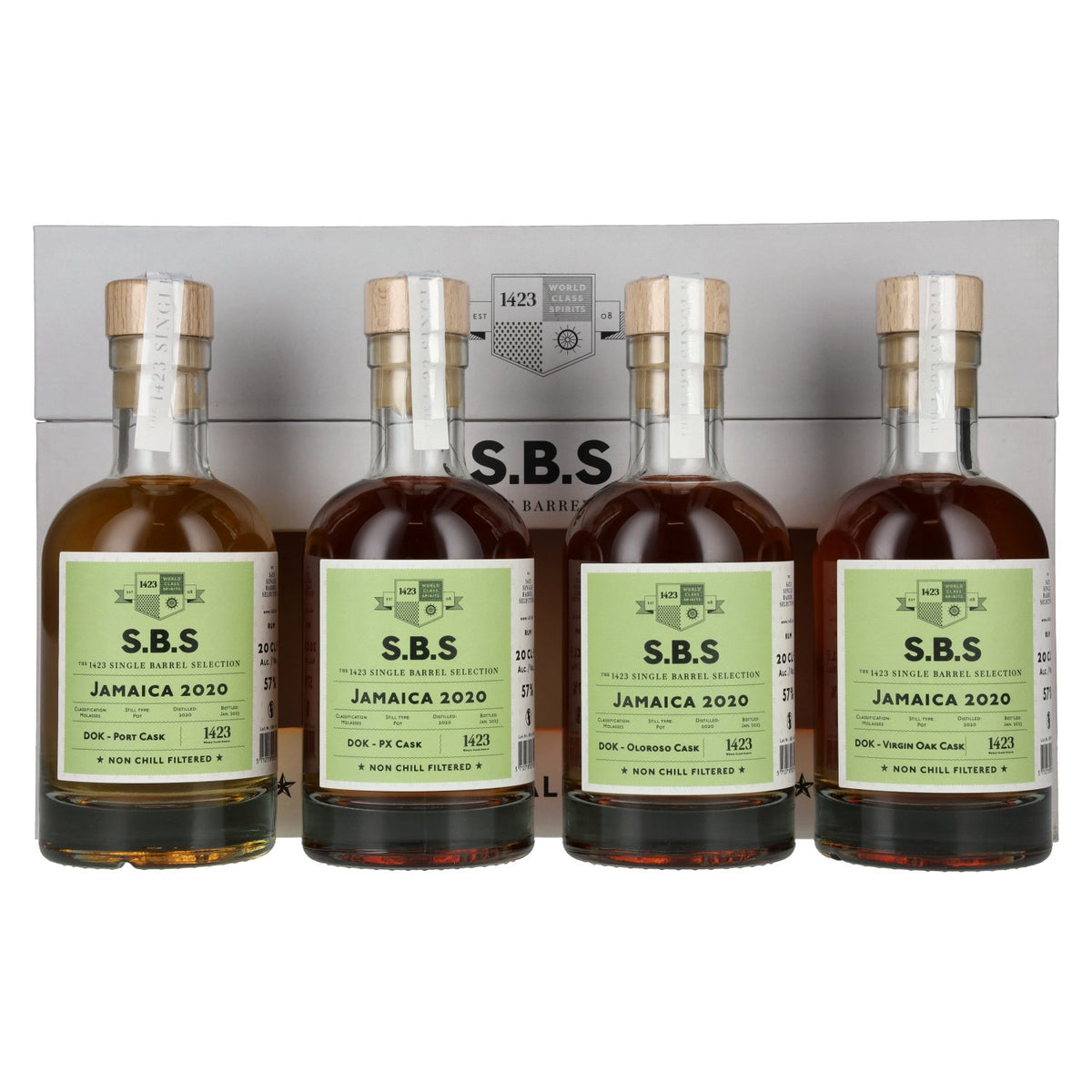 1423 S.B.S JAMAICA Experimental Cask Series 2020 57% vol. 4 x 0,2 l in geschenkverpakking