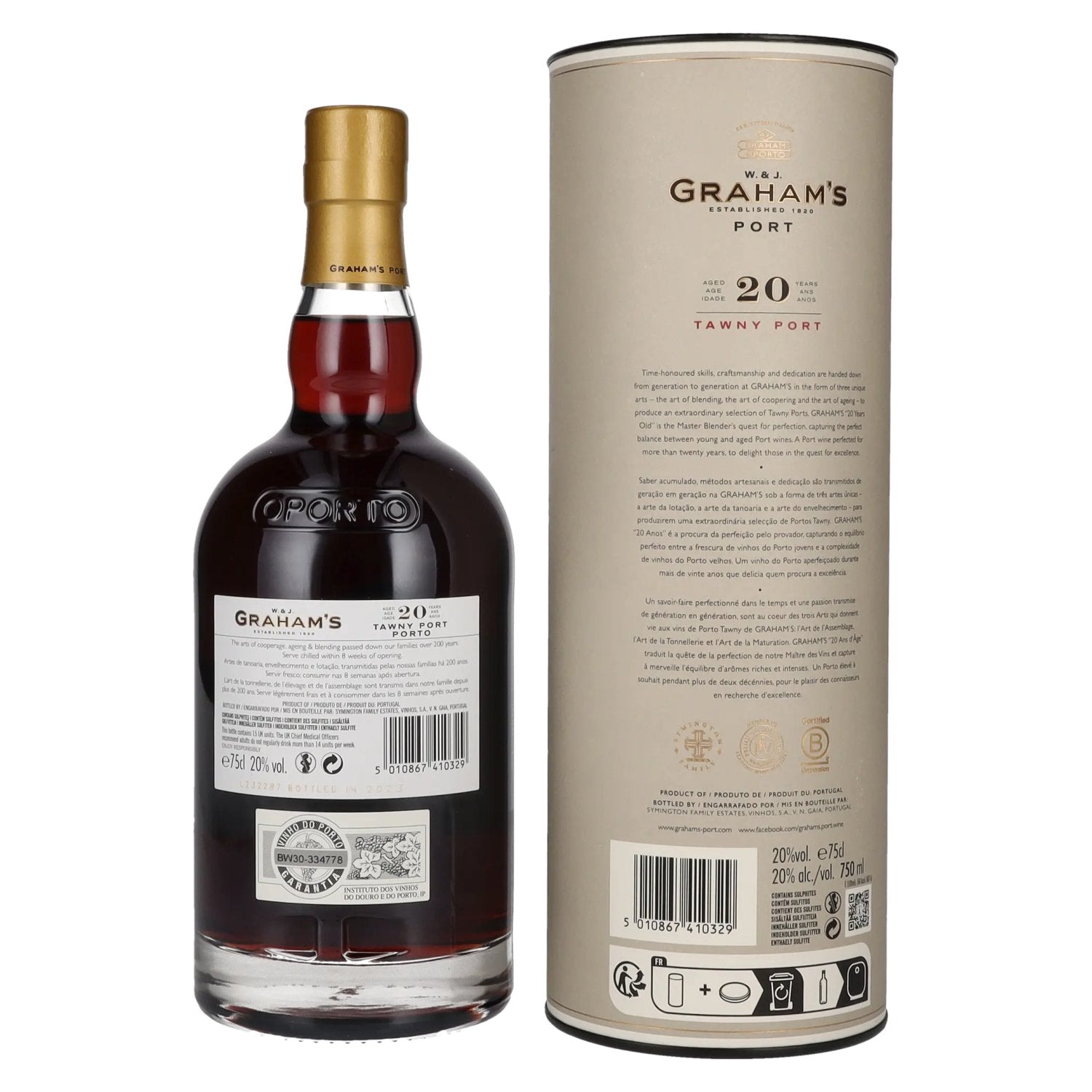 W. &amp; J. Graham's Tawny Port 20 Years Old 20% Vol. 0,75l en boîte cadeau