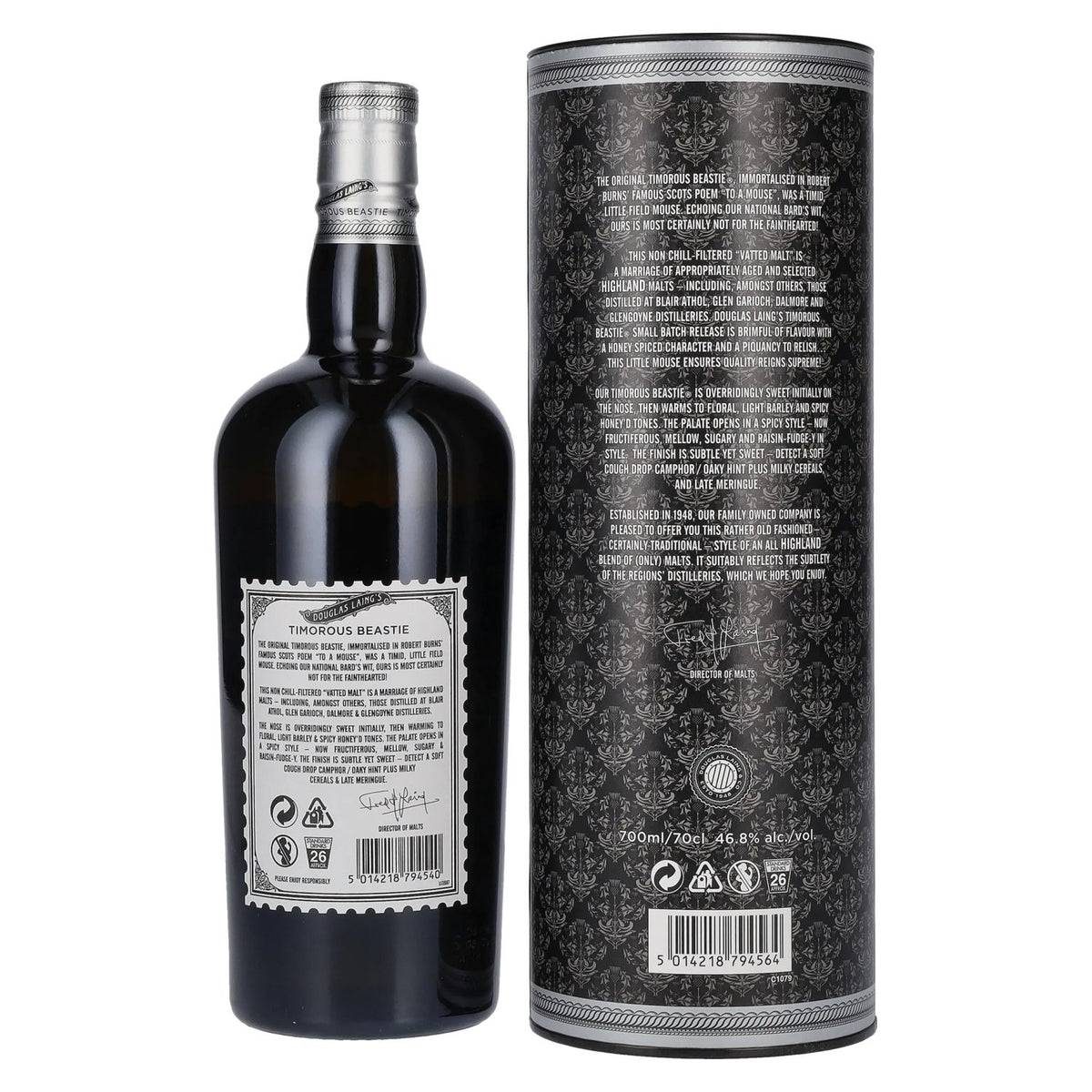 Douglas Laing Timorous Beastie Highland Blended Malt 46.8% ABV 0.7l in a gift box