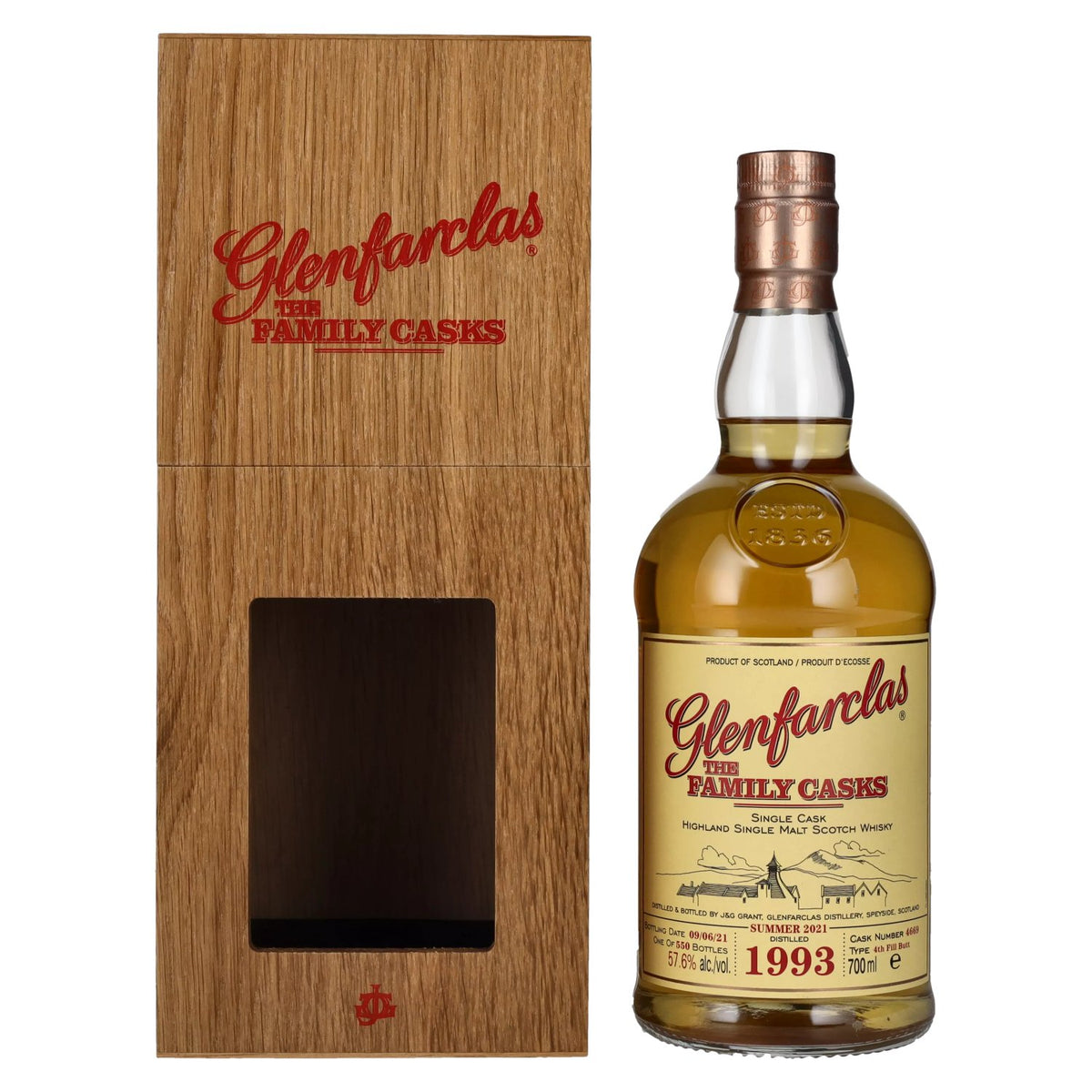 Glenfarclas THE FAMILY CASKS Single Cask SUMMER 2021 4th Fill Butt 1993 57.6% vol. 0.7 l in a wooden box