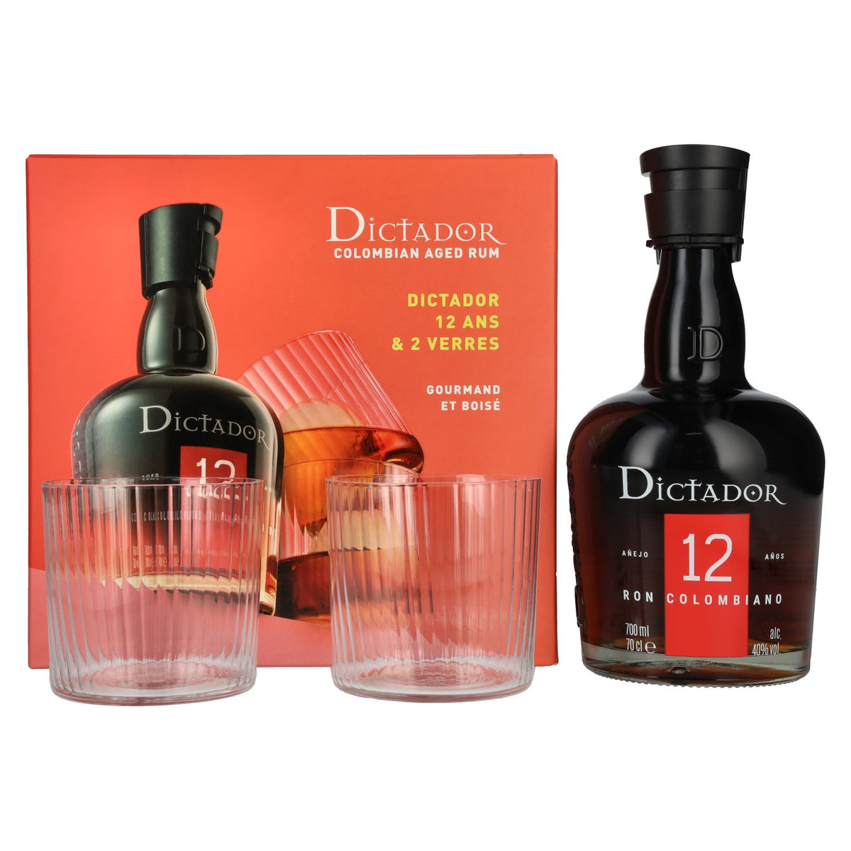 Dictador 12 Years Old ICON RESERVE Colombiaanse rum 40% vol. 0,7 l in geschenkverpakking met 2 glazen