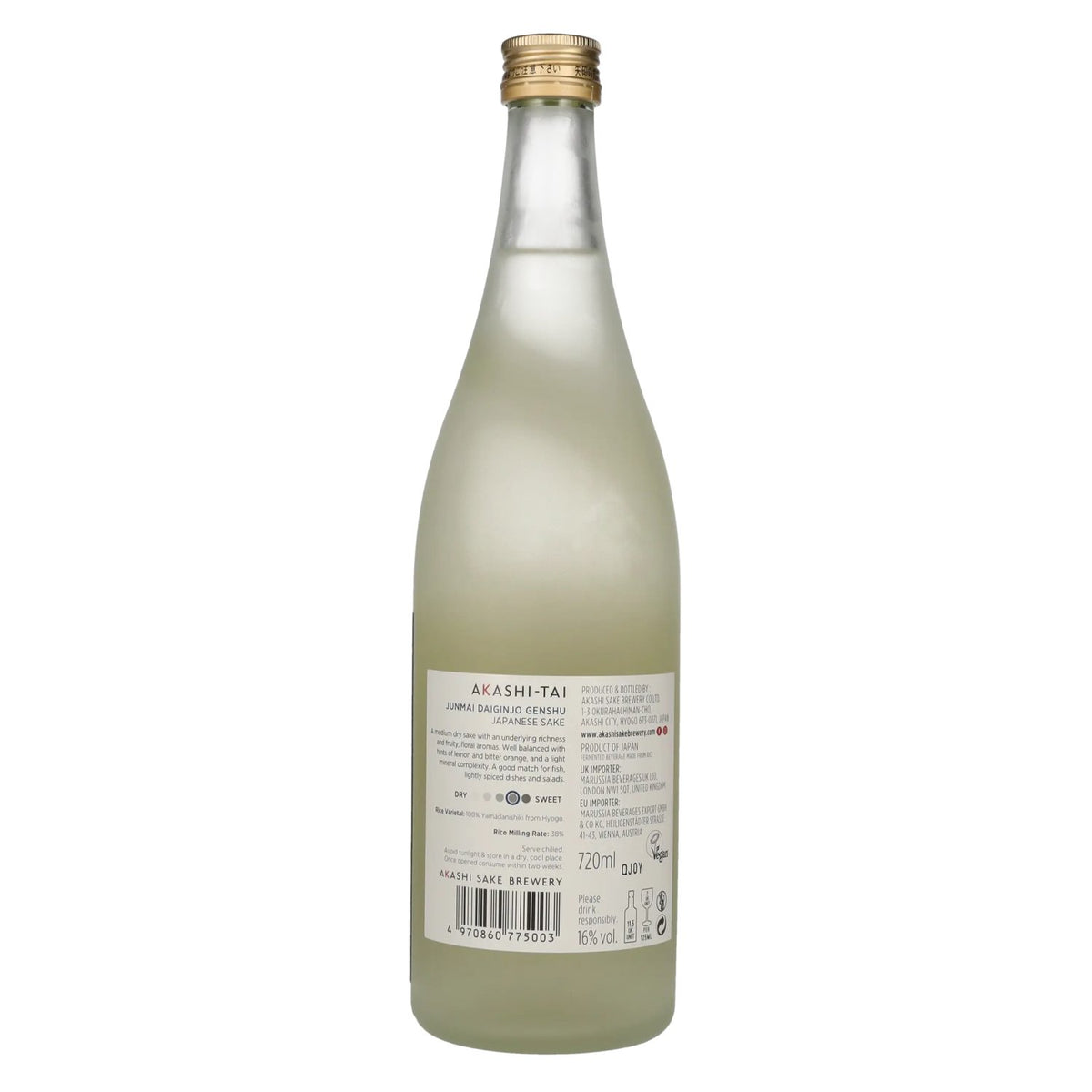 Akashi-Tai JUNMAI DAIGINJO Genshu Japanese Sake 16% Vol. 0,72l