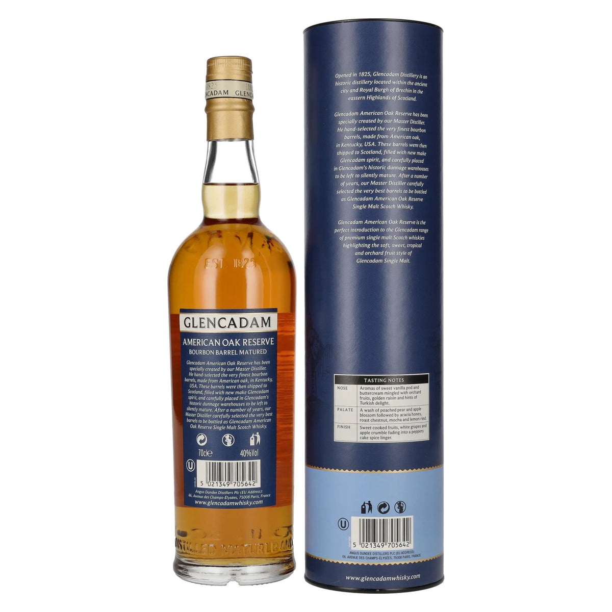 Glencadam Small Batch AMERICAN OAK Reserve, vieilli en fûts de bourbon, 40 % vol., 0,7 l, dans un coffret cadeau