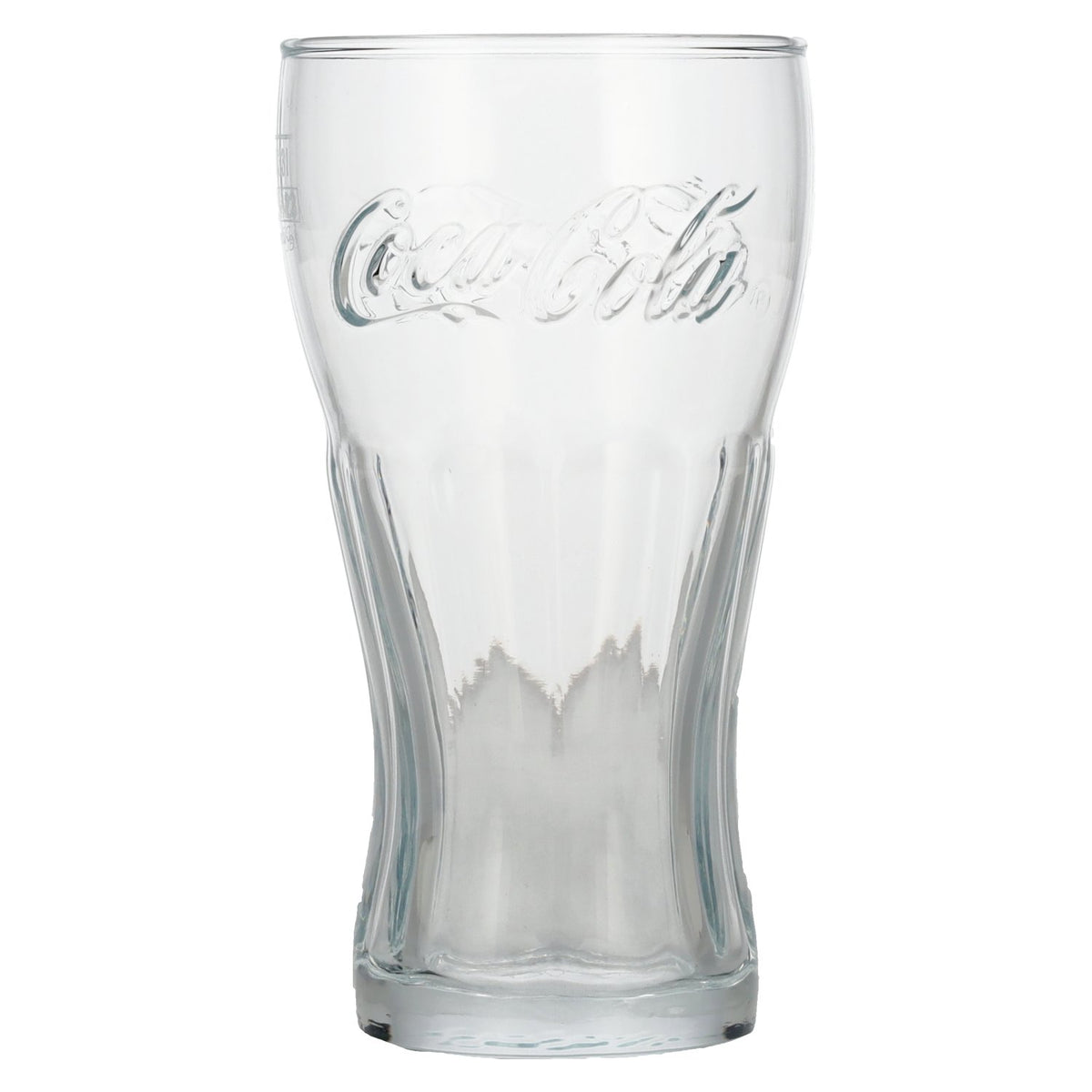 Coca Cola-glas met contouren, 0,3 l, met maatverdeling