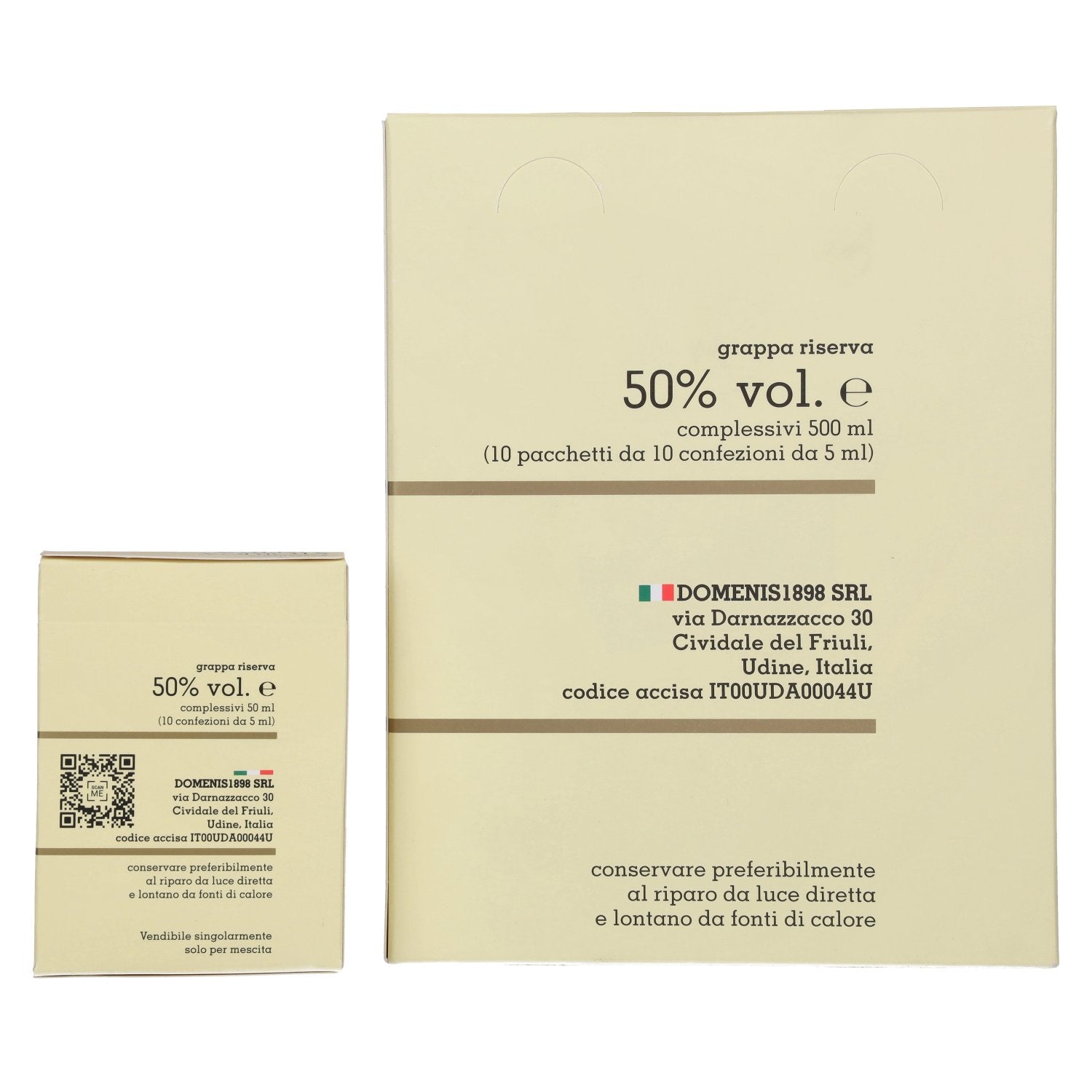 Domenis 1898 STORICA RISERVA Grappa 50% Vol. 10x10x0,005l in geschenkverpakking