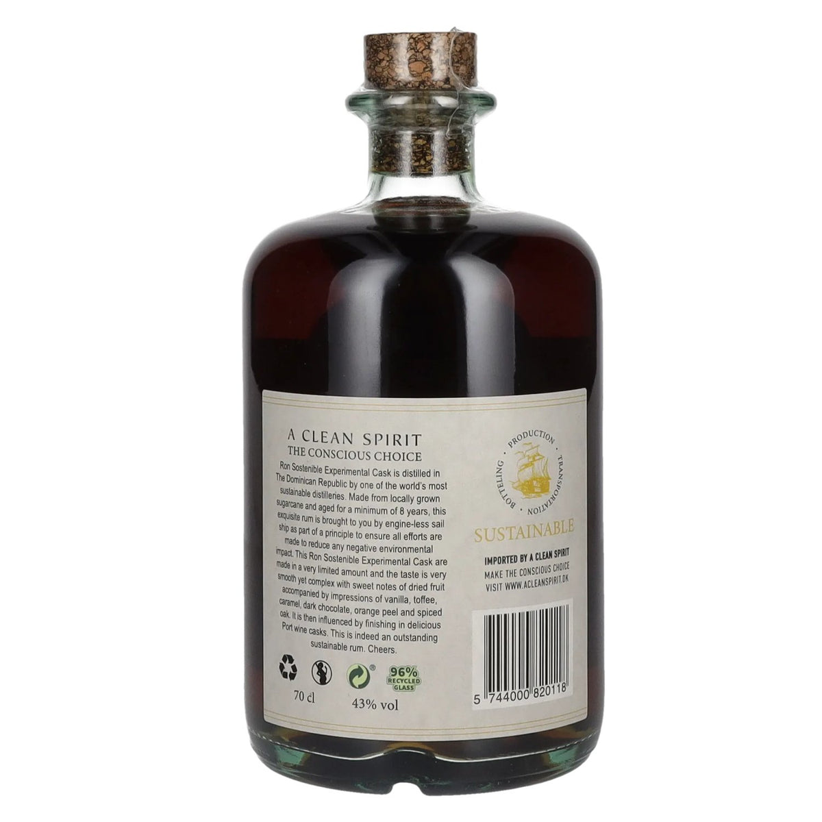 Ron Sostenible 8 Years Old Experimental Port Cask 43% vol. 0.7 l