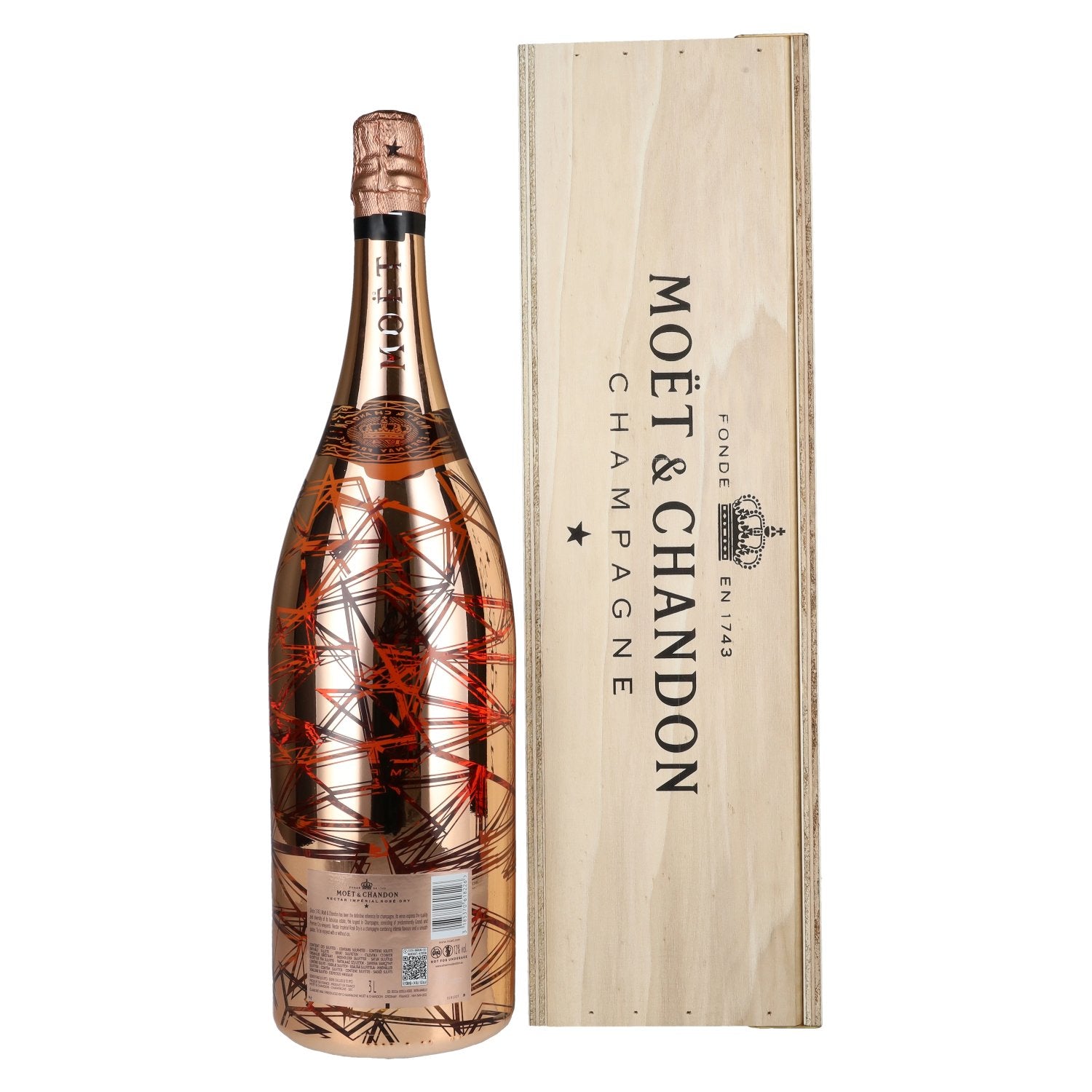 Moët & Chandon N.I.R. Nectar Imperial Rosé Dry Luminous Edition 12% Vol. 3l in houten doos