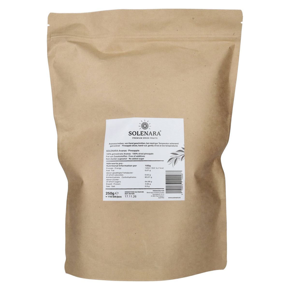 Solenara Premium gedroogd fruit ANANAS 250 g