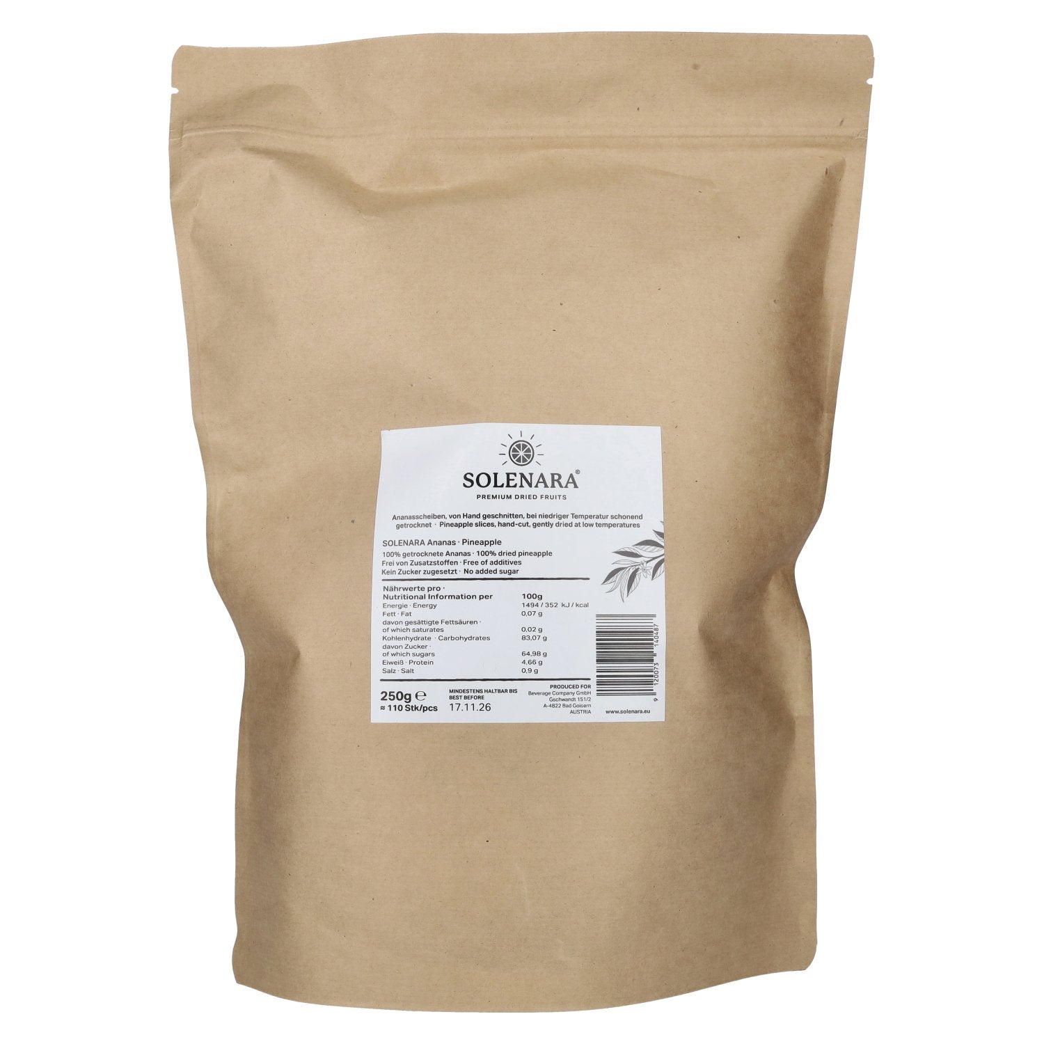 Solenara Premium gedroogd fruit ANANAS 250 g