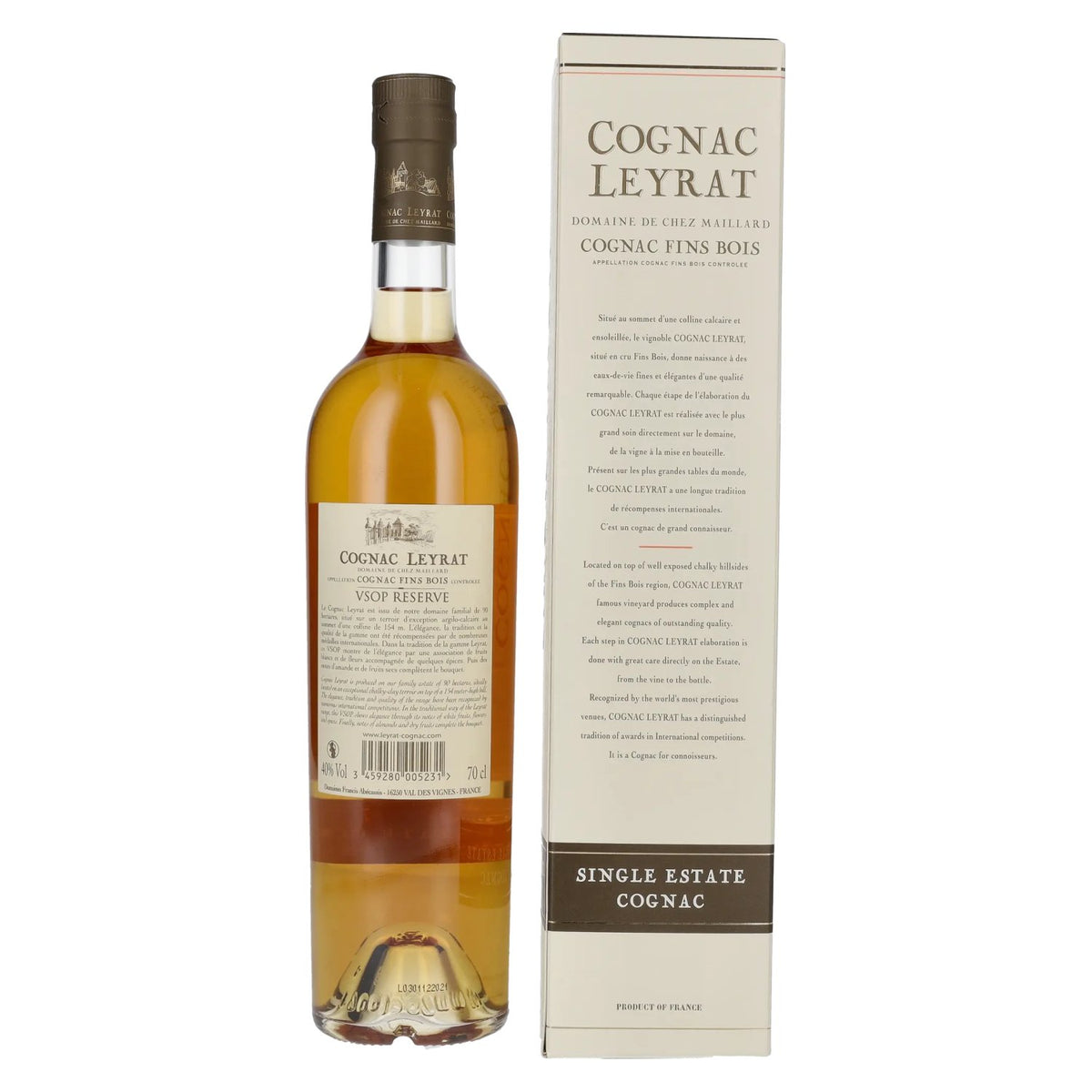 Cognac Leyrat V.S.O.P. Réserve Single Estate Cognac 40% vol. 0,7 l in geschenkverpakking
