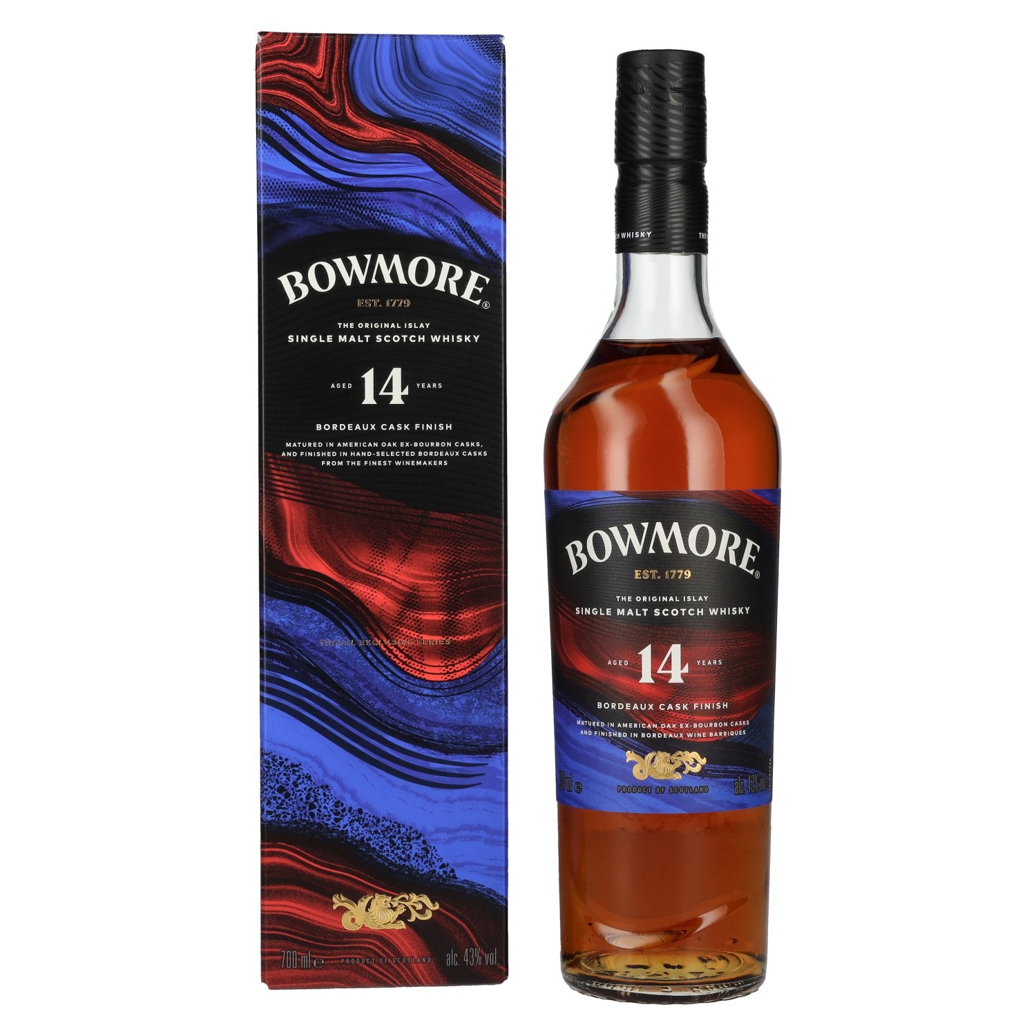 Bowmore 14 Years Old Bordeaux Cask Finish Islay Single Malt 43% Vol. 0,7l in Geschenkbox