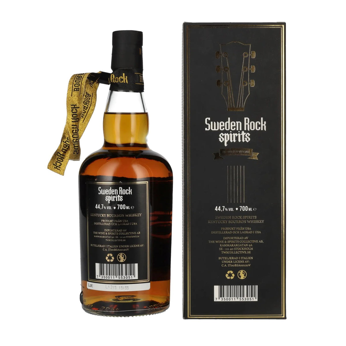 Sweden Rock Spirits Kentucky Bourbon Whiskey 44,7% vol. 0,7 l in geschenkverpakking