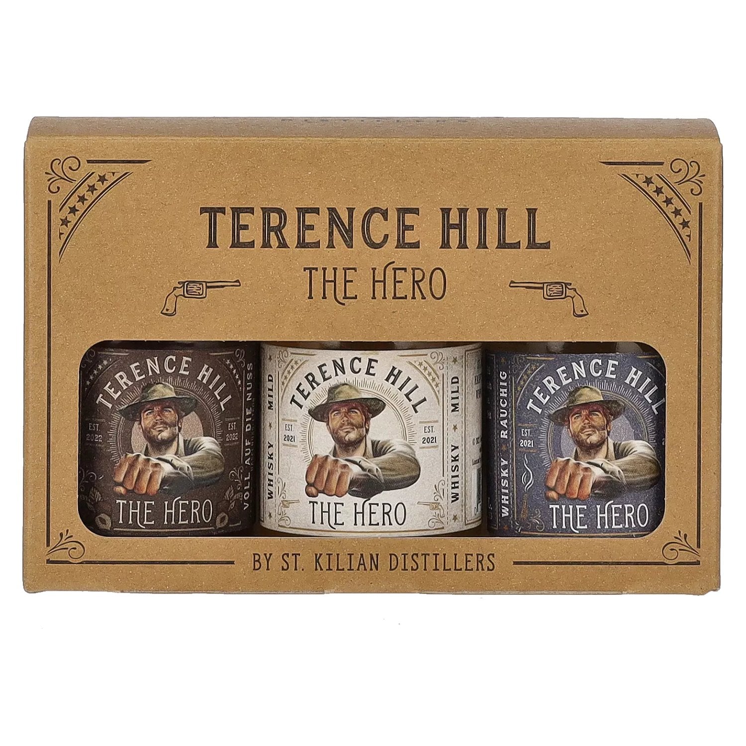 Terence Hill THE HERO Set 38,7% vol. 3x0,05l en boîte cadeau