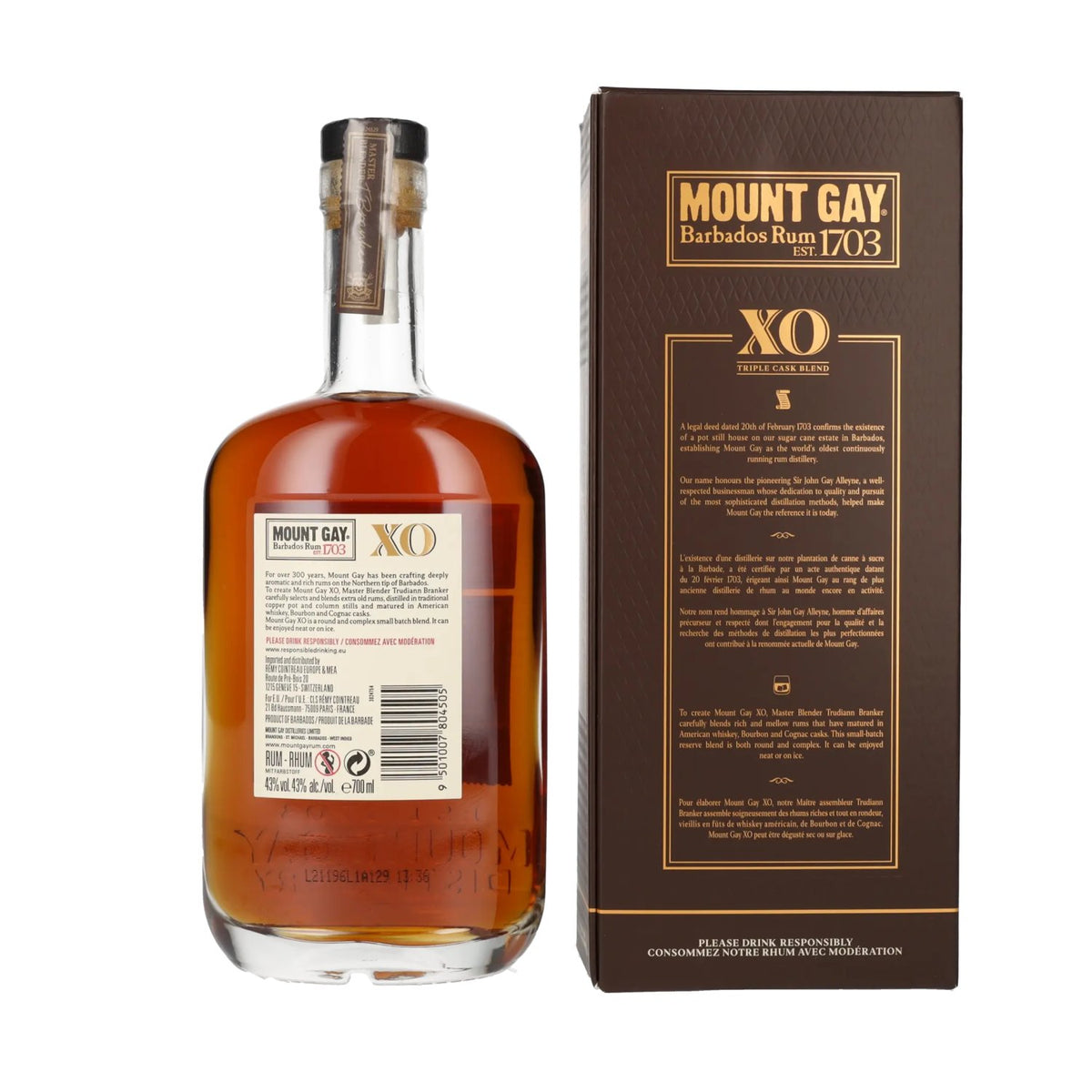 Mount Gay 1703 XO Triple Cask Blend 43% Vol. 0,7l in Geschenkbox