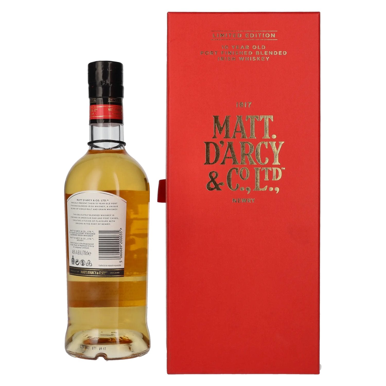 Matt. D'arcy 10 Years Old Blended Irish Whiskey Limited Edition 46% Vol. 0,7l in geschenkverpakking
