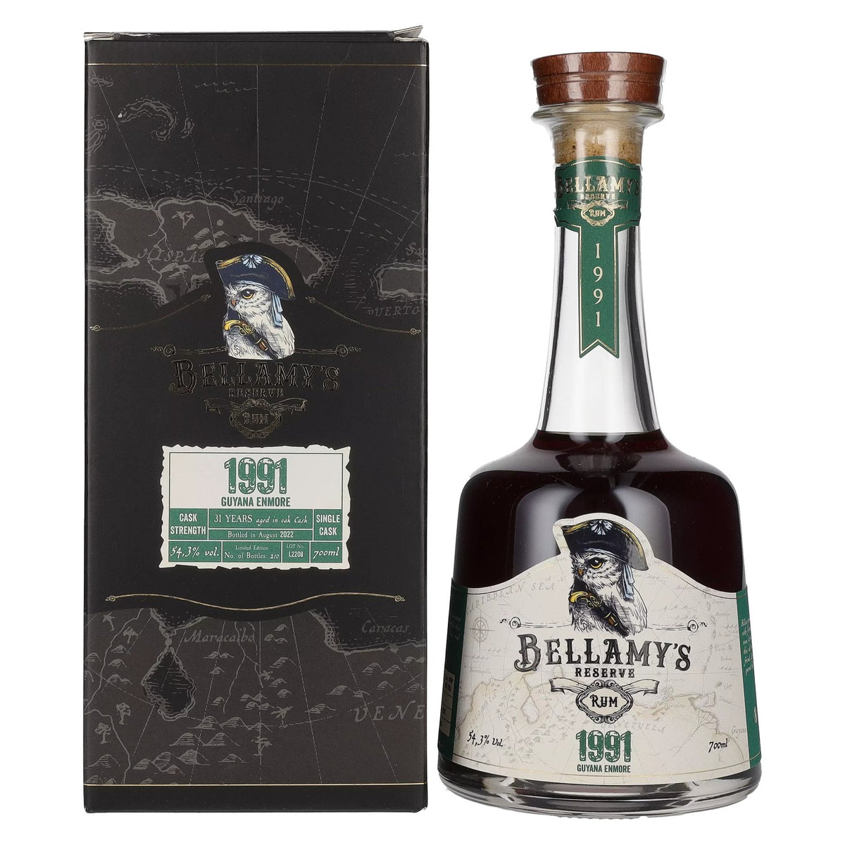 Bellamy's Reserve Rum Guyana Enmore 1991 54,3% Vol. 0,7l in geschenkverpakking