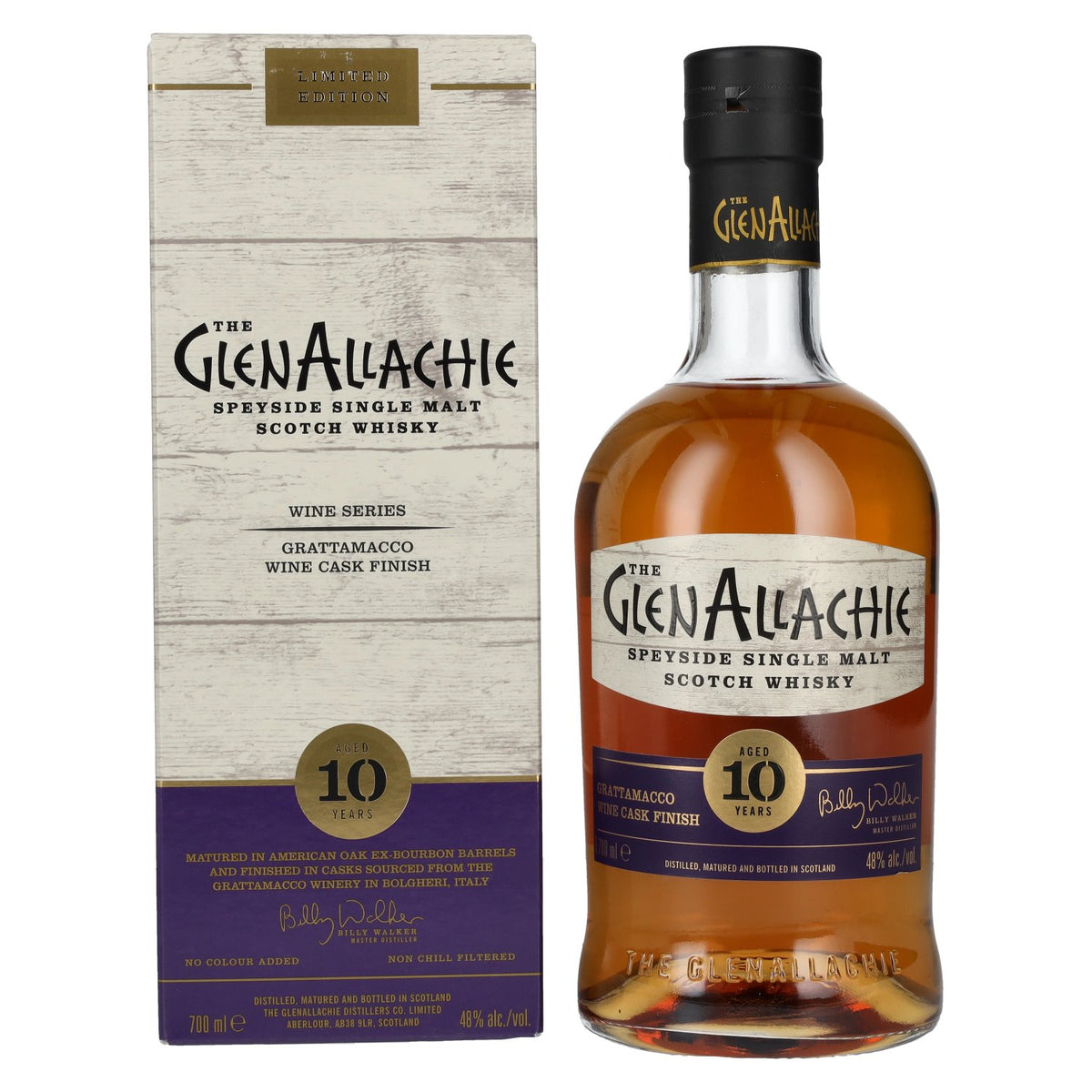 The GlenAllachie 10 Years Old GRATTAMACCO WINE CASK FINISH Limited Edition 48% Vol. 0,7l in Geschenkbox