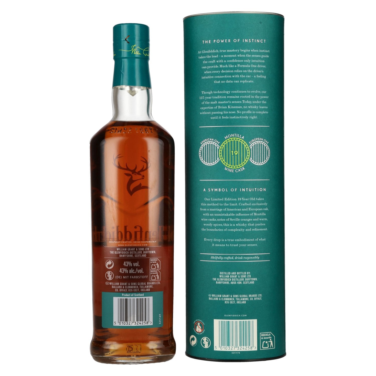 Glenfiddich 19 Years Old ASTON MARTIN FORMULA ONE TEAM Single Malt Scotch Whisky 43% Vol. 0,7l en coffret cadeau