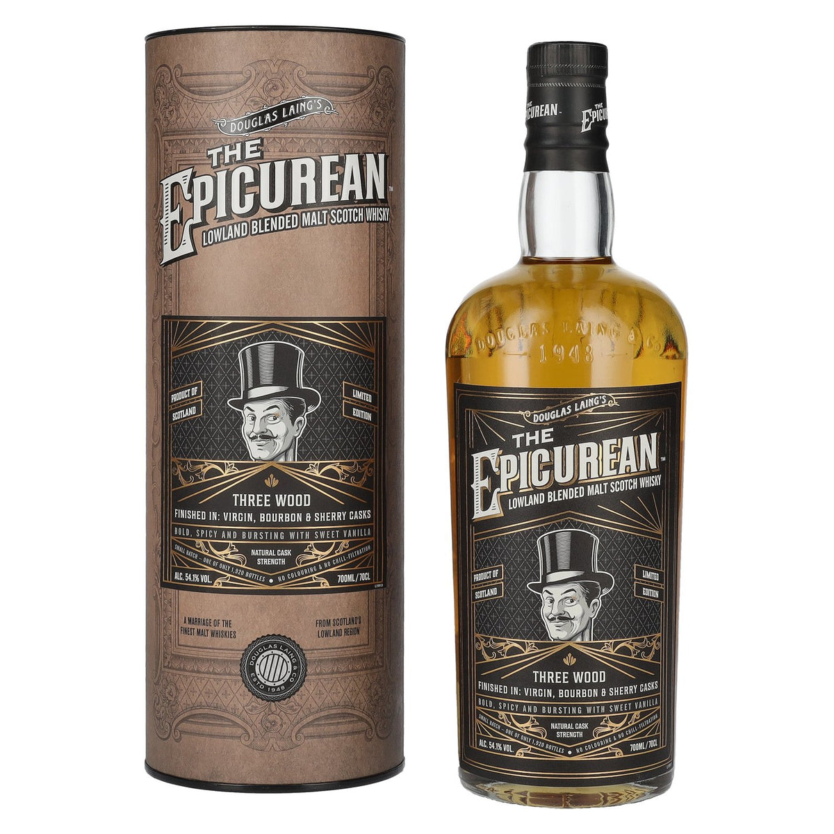 Douglas Laing THE EPICUREAN Three Wood Lowland Blended Malt 54,1% Vol. 0,7l in Geschenkbox