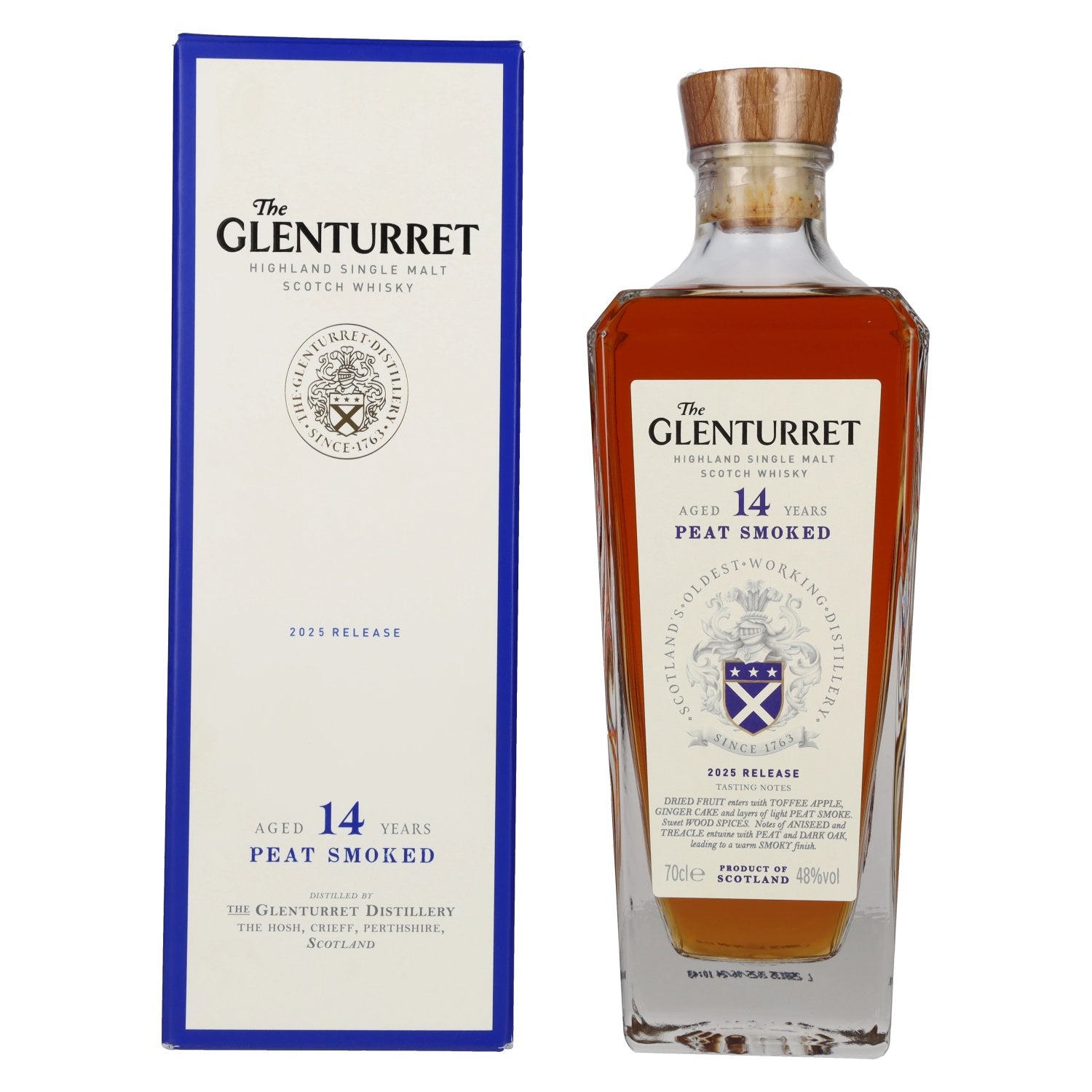 The Glenturret 14 Years Old PEAT Smoked Release 2025 48% ABV 0.7 litres in a gift box