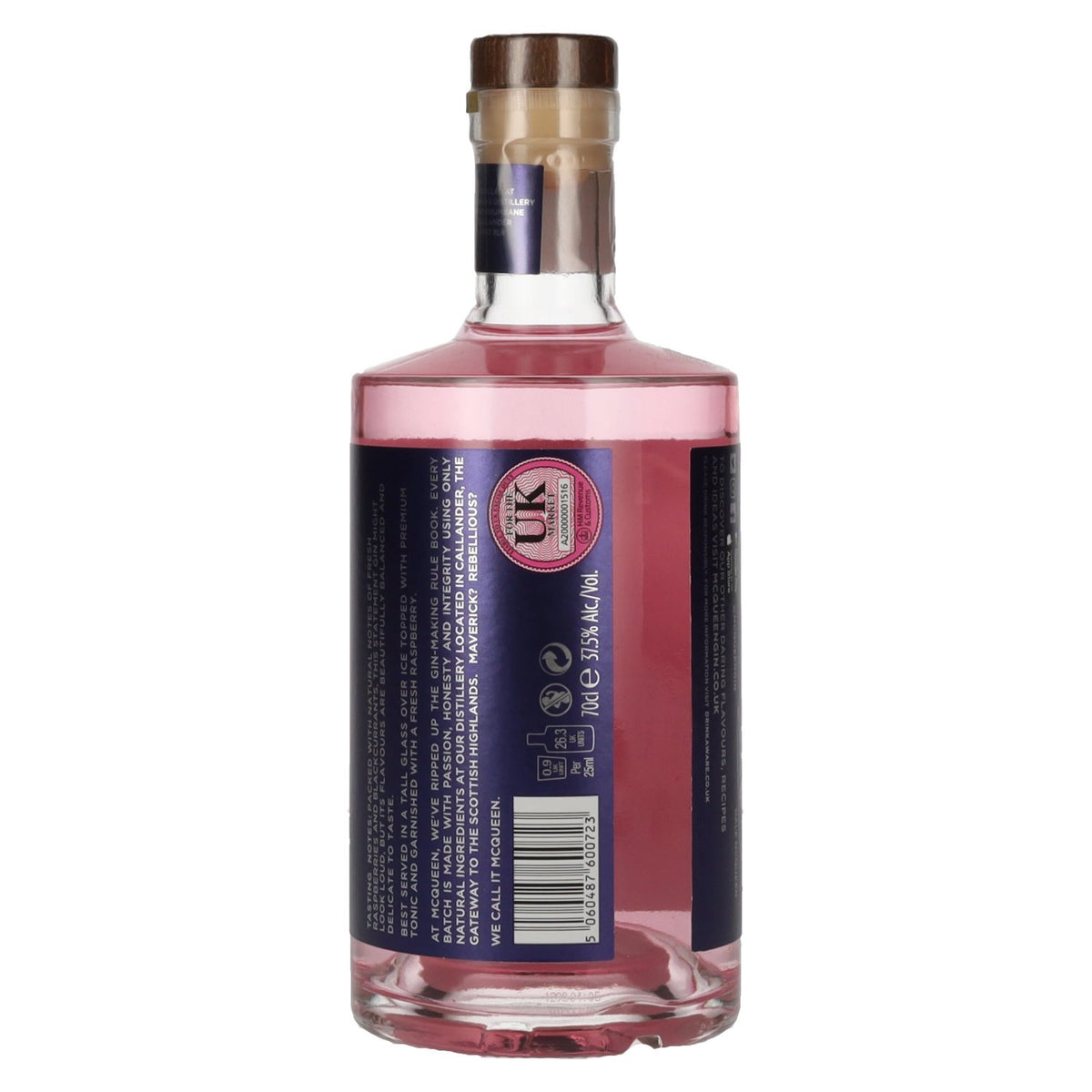 McQueen Blackcurrant &amp; Raspberry Scottish Gin 37.5% ABV 0.7l