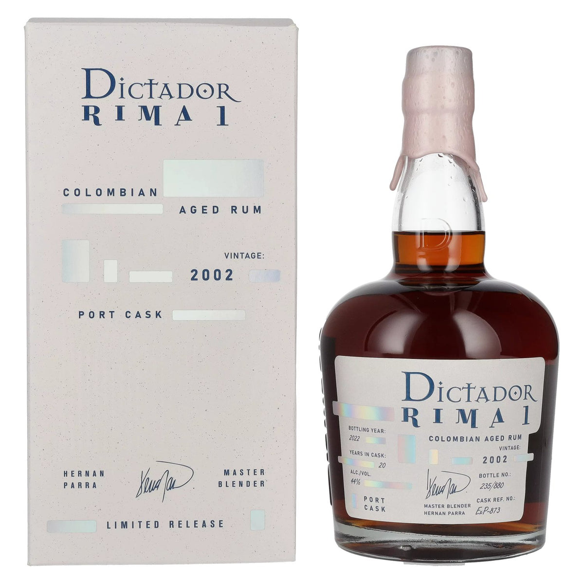 Dictador RIMA 1 20 Years Old Old Port CASK Vintage 2002 44% vol. 0,7 l in geschenkverpakking