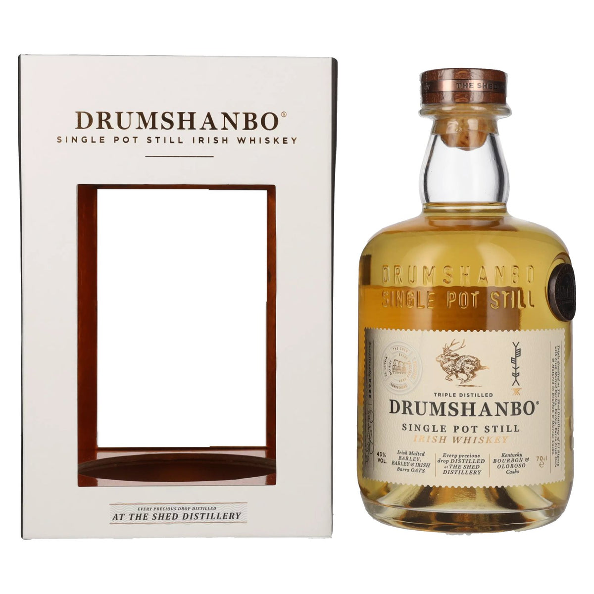 Whisky irlandais Drumshanbo Single Pot Still, 43 % vol., 0,7 l, dans un coffret cadeau