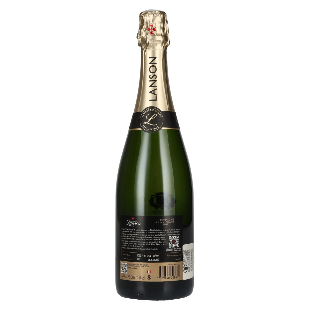 Champagne Lanson Le Black Création 259 Brut Champagne, 12.5% ABV, 0.75 l