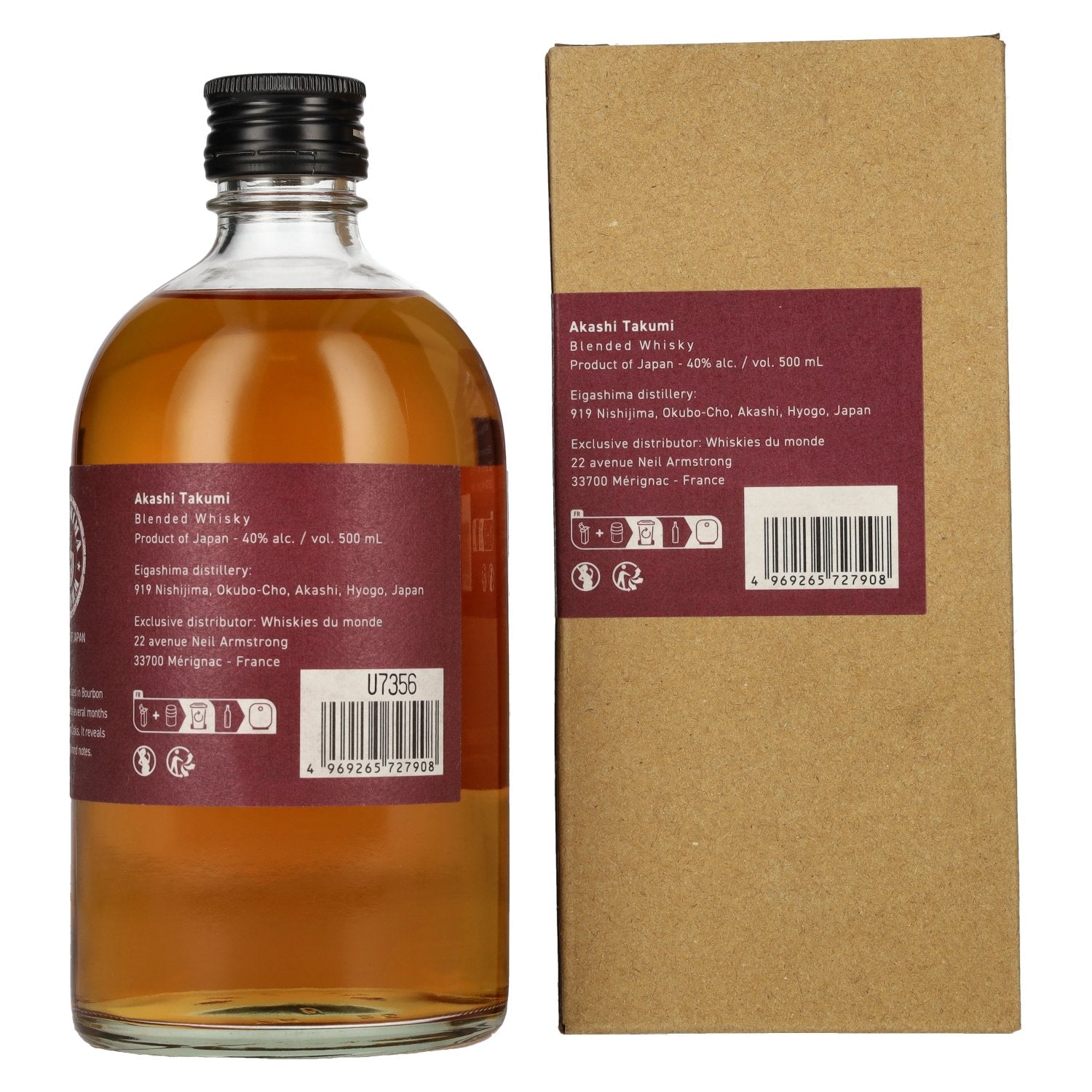 AKASHI Takumi Sherry Cask Finish Japanse Blended Whisky 40% Vol. 0,5l in geschenkverpakking