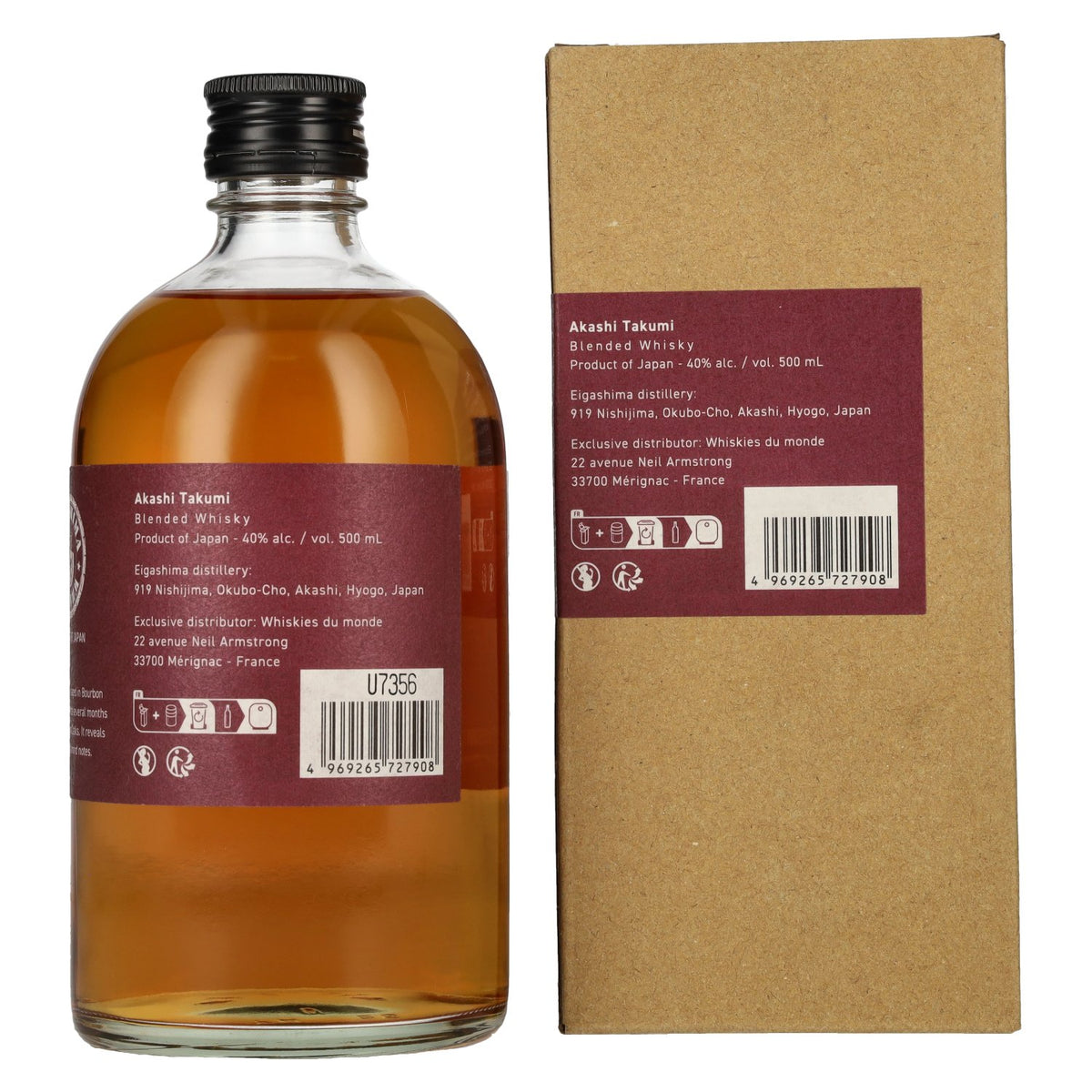 AKASHI Takumi Sherry Cask Finish Japanse Blended Whisky 40% Vol. 0,5l in geschenkverpakking