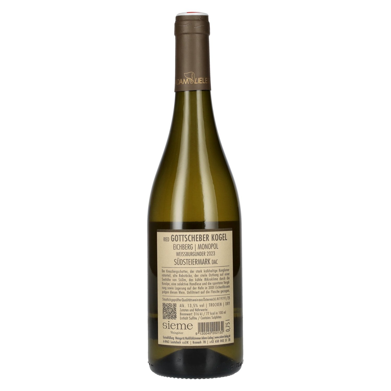 Adam-Lieleg Pinot Blanc Ried Gottscheber Kogel Monopol Südsteiermark DAC 2023 13,5% Vol. 0,75l