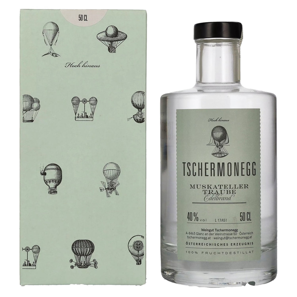 Tschermonegg Muscat Grape Brandy 40% ABV, 0.5 litres, in a gift box