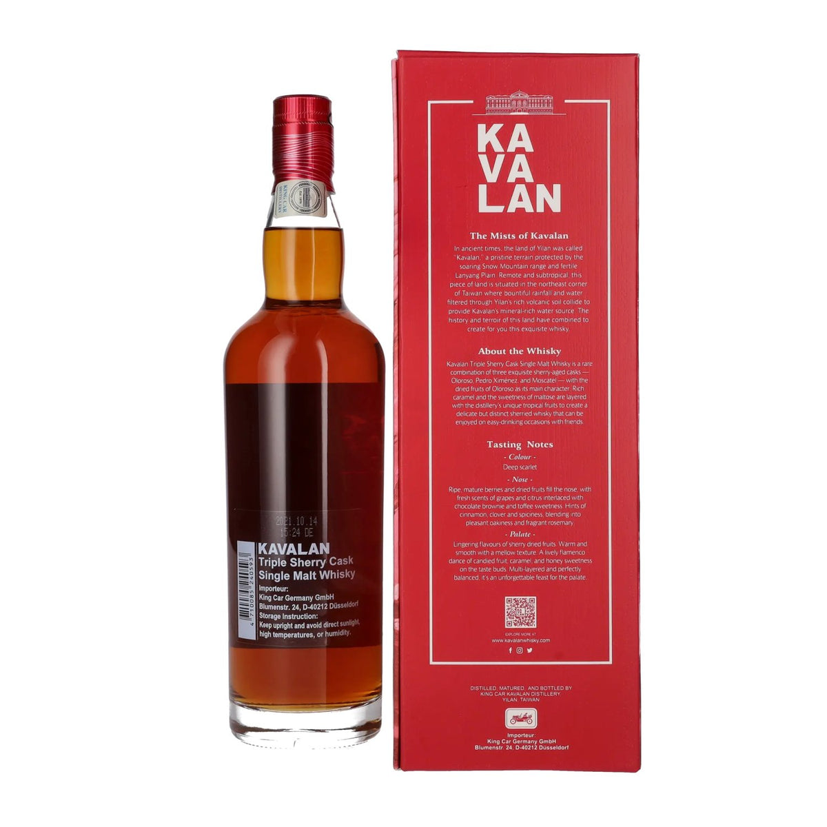 Kavalan TRIPLE SHERRY CASK Single Malt Whisky 40% Vol. 0,7l in Geschenkbox