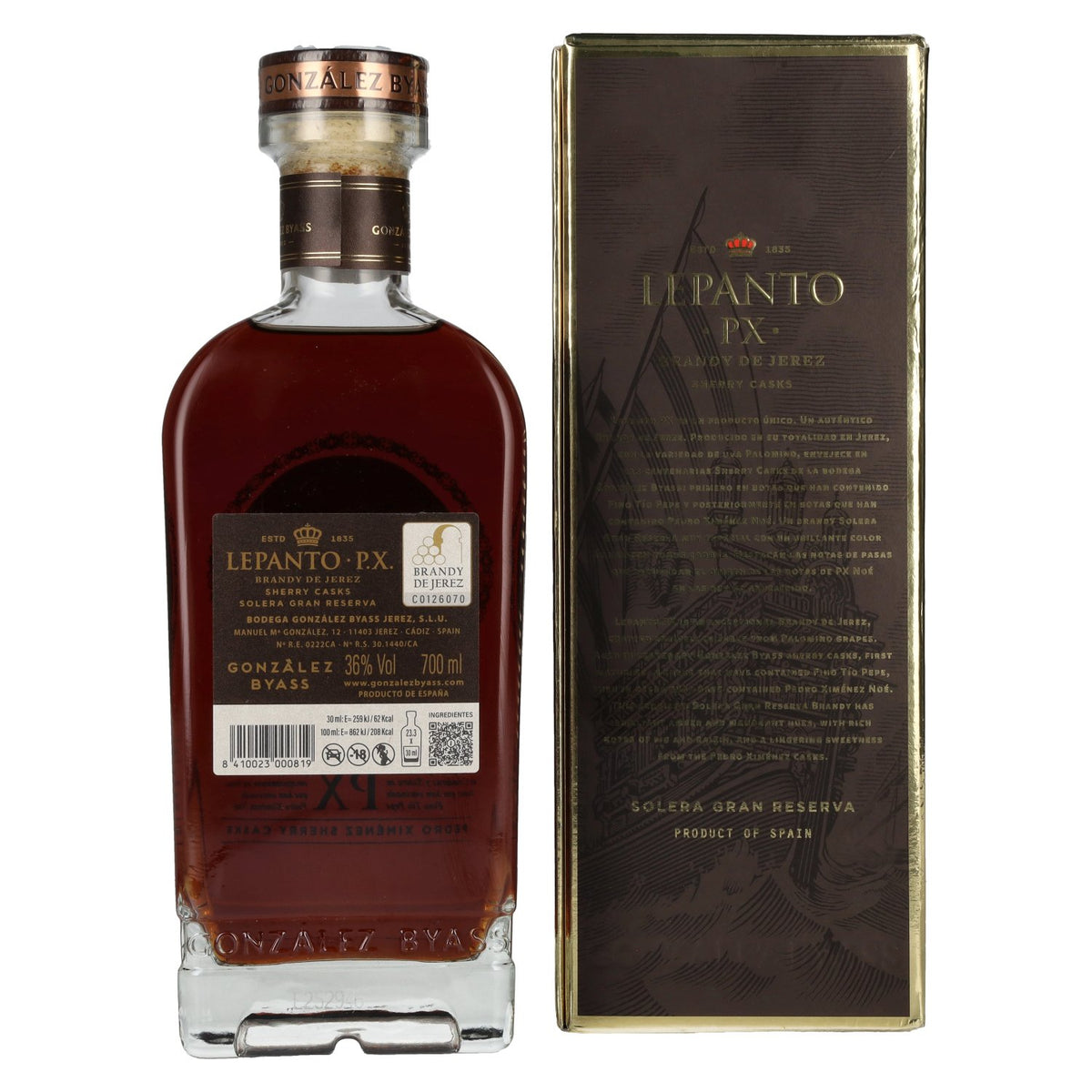 Lepanto P.X. Solera Gran Reserva Brandy de Jerez 36% Vol. 0,7l in Geschenkbox