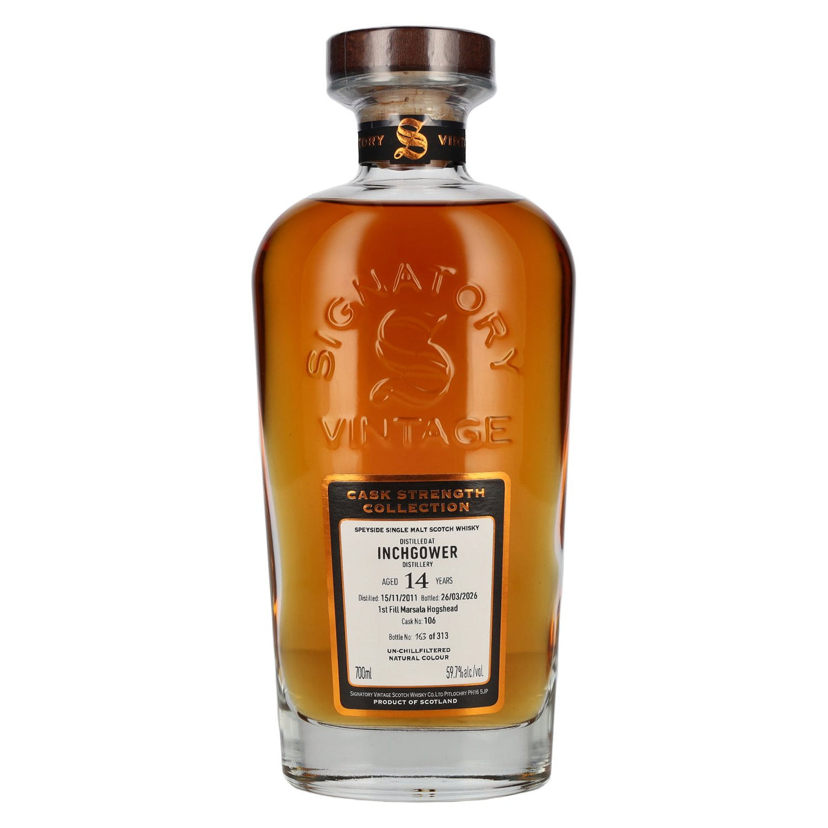 Signatory Vintage Inchgower 14 Years Old 1st Fill Marsala Cask Strength #106 2011 59.7% vol. 0.7 l