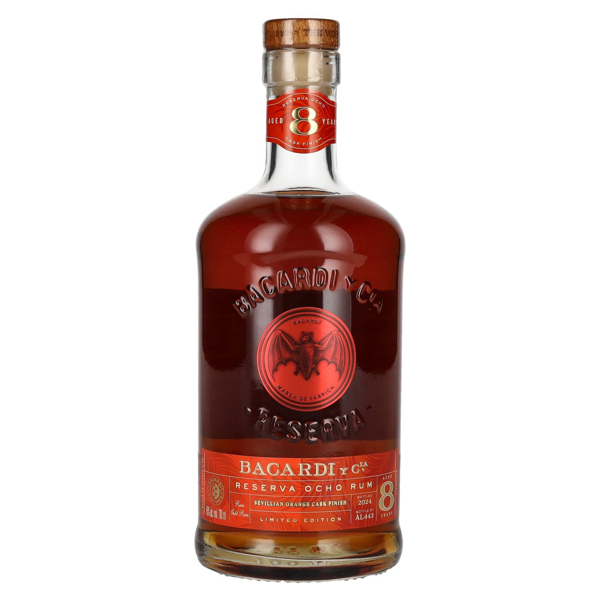 Bacardi 8 Años RESERVA OCHO Sevillian Orange Cask Finish Rhum 45% vol. 0,7l