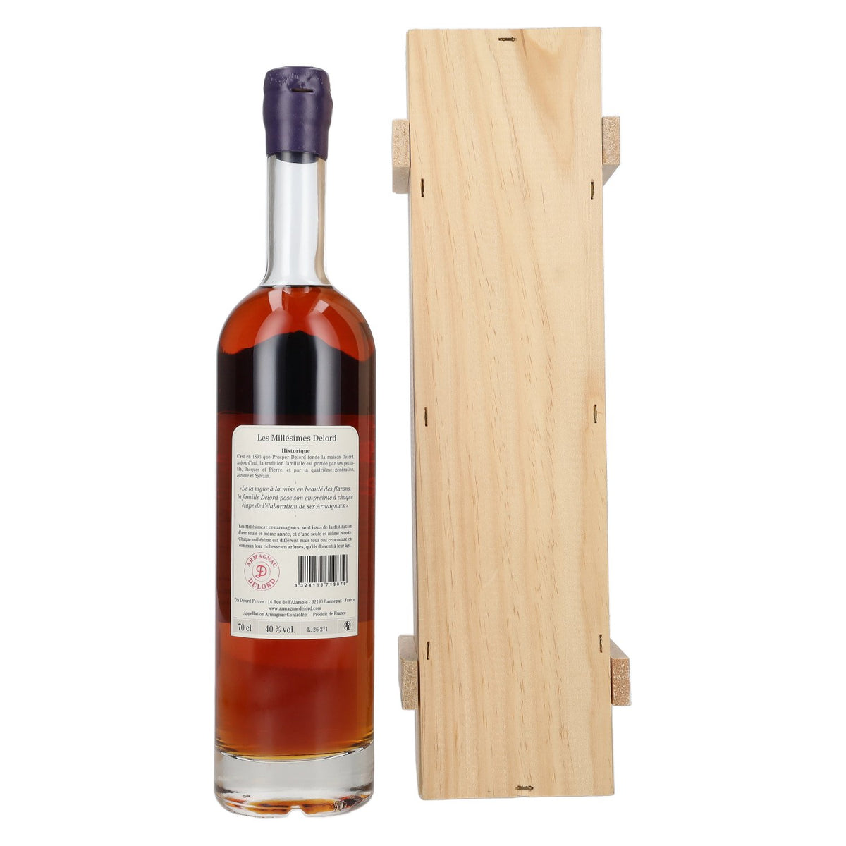 Armagnac Delord Vintage, 1987 Harvest, 40% vol., 0.7 l, in a wooden box