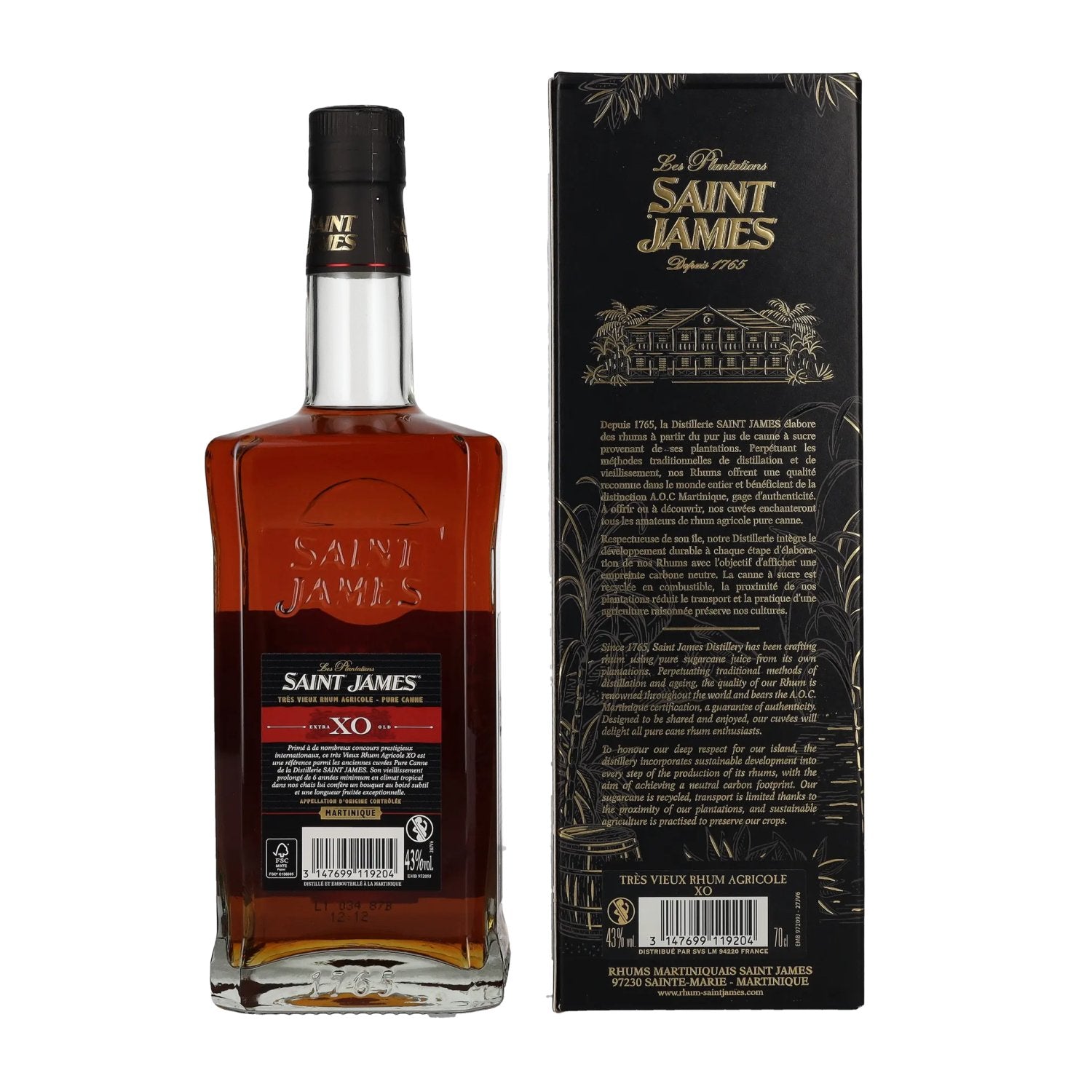Saint James XO Rhum Vieux Agricole 43% Vol. 0,7l in Geschenkbox